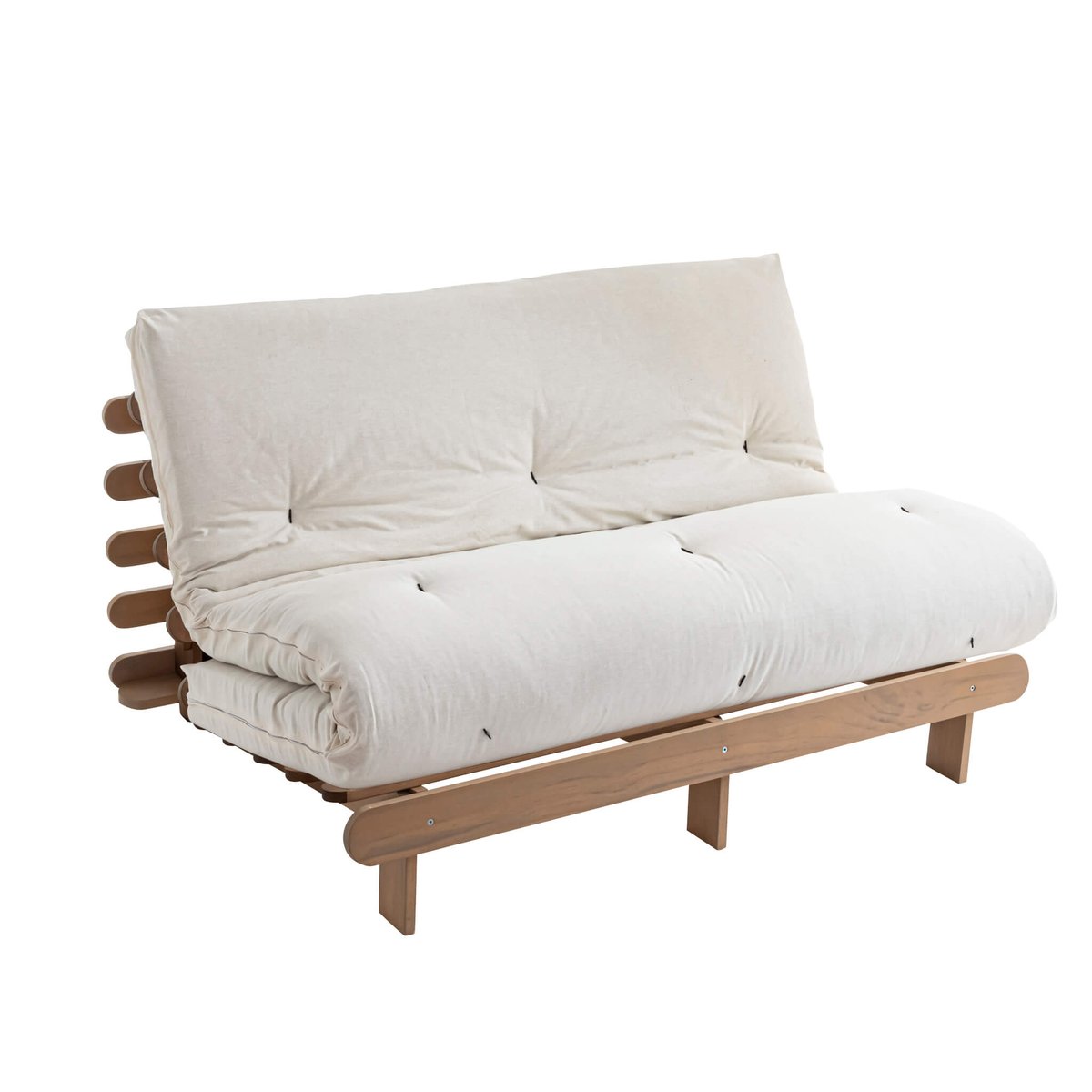 Futon coton + mousse mémoire anti-taches ecru, TERRE DE NUIT