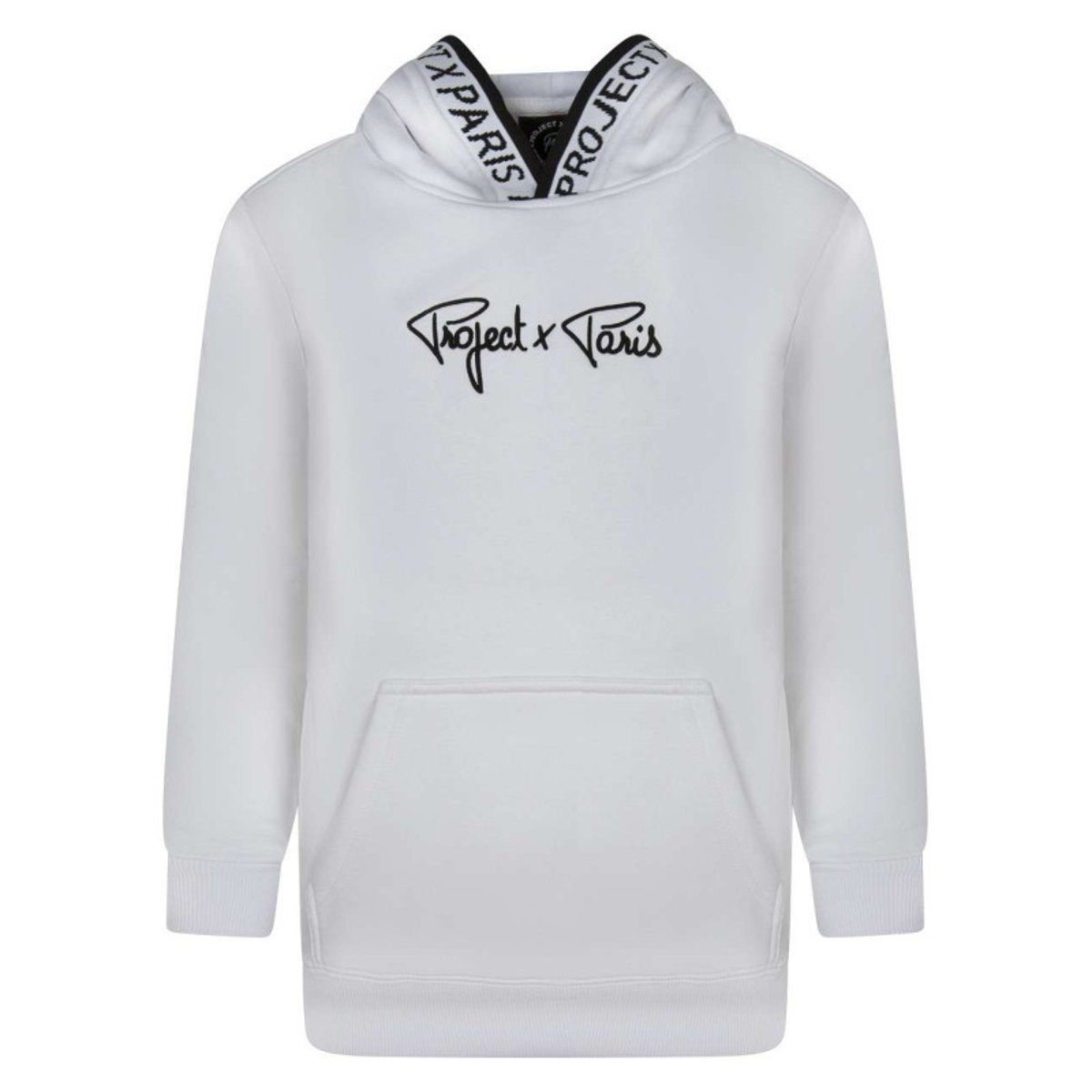 Sweat à capuche beige uni à coupe droite avec une grande poche blanc, PROJECT X