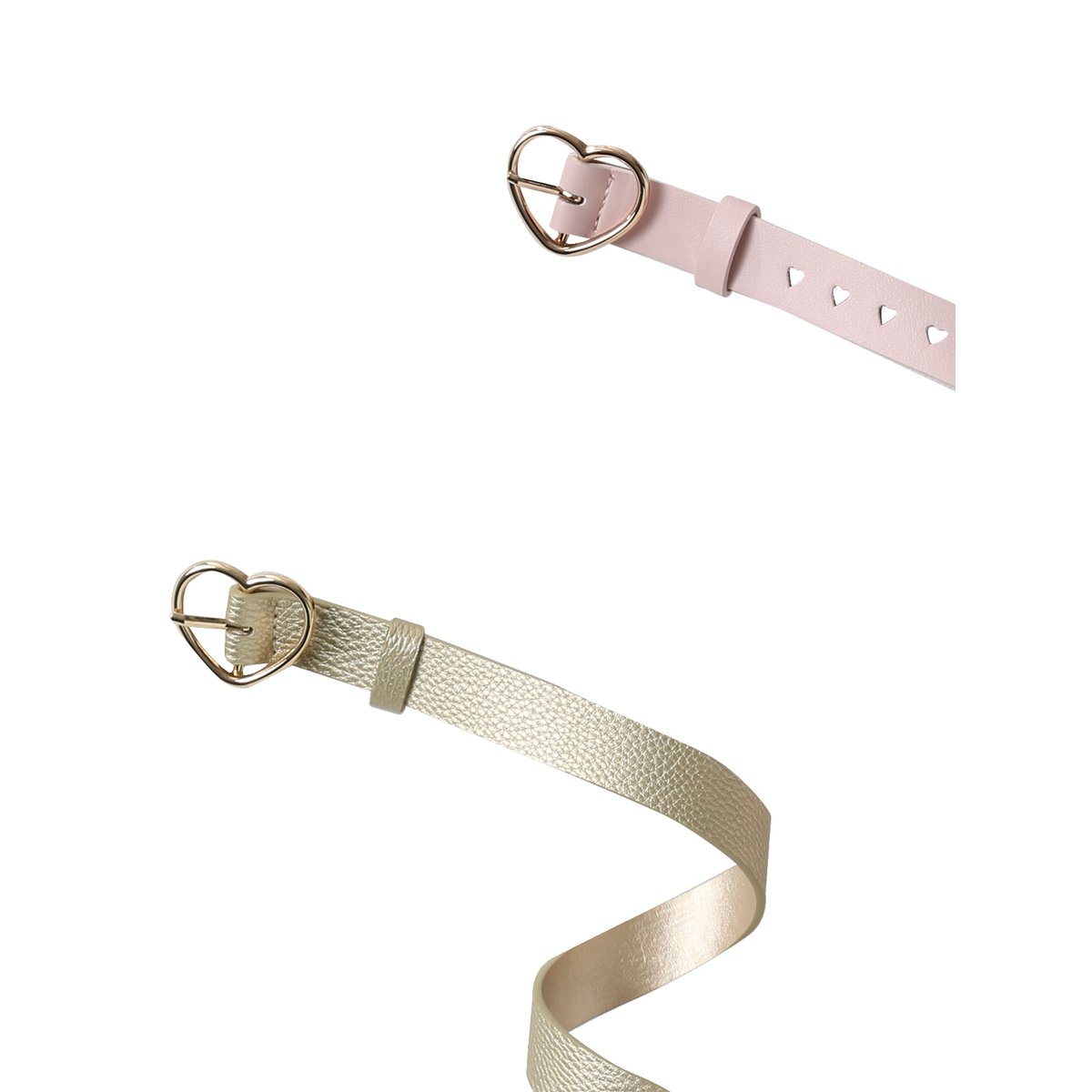 Lot 2 Ceintures Fille Ajourées Coeur rose pâle + dorée, VERTBAUDET