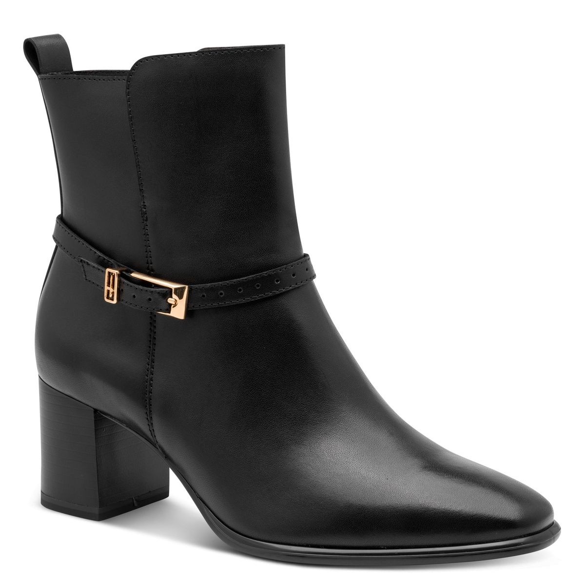 Bottine en cuir noir, TAMARIS