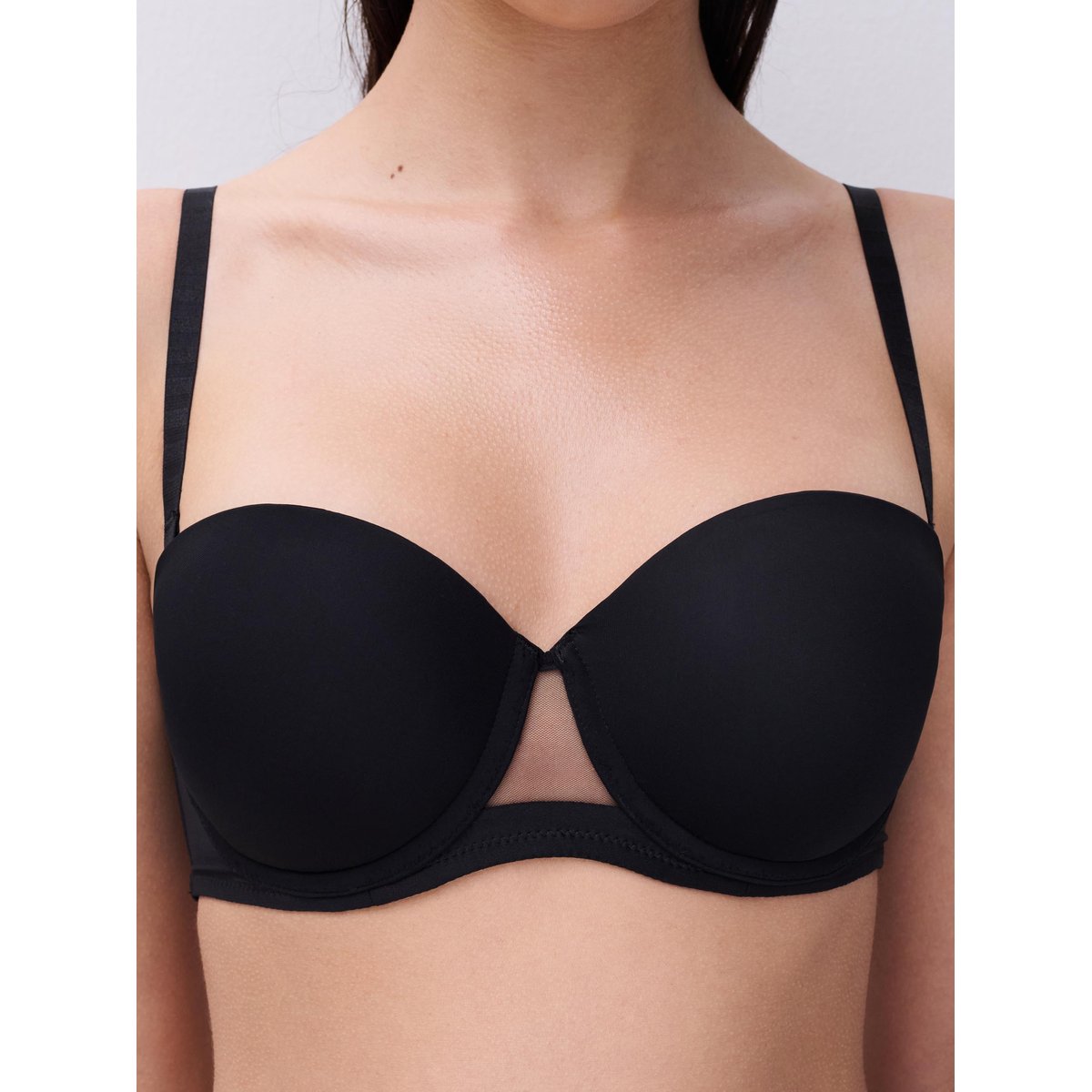 Soutien-gorge bandeau coques bretelles amovibles EDGE noir, CHANTELLE PULP