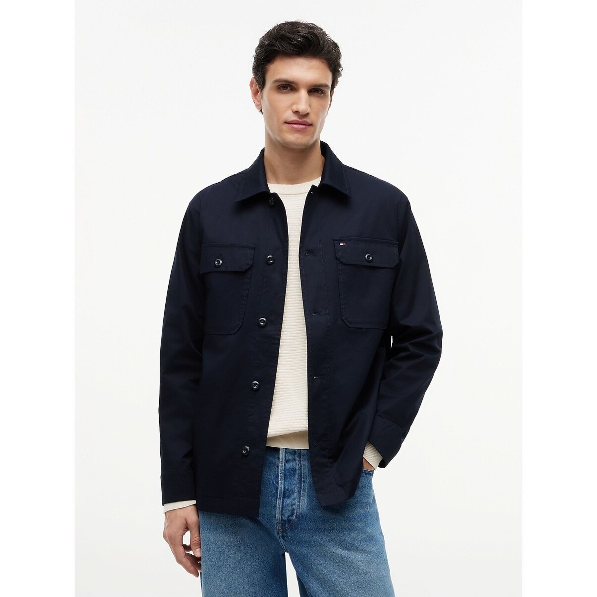 Cotton Buttoned Shacket navy blue, TOMMY HILFIGER