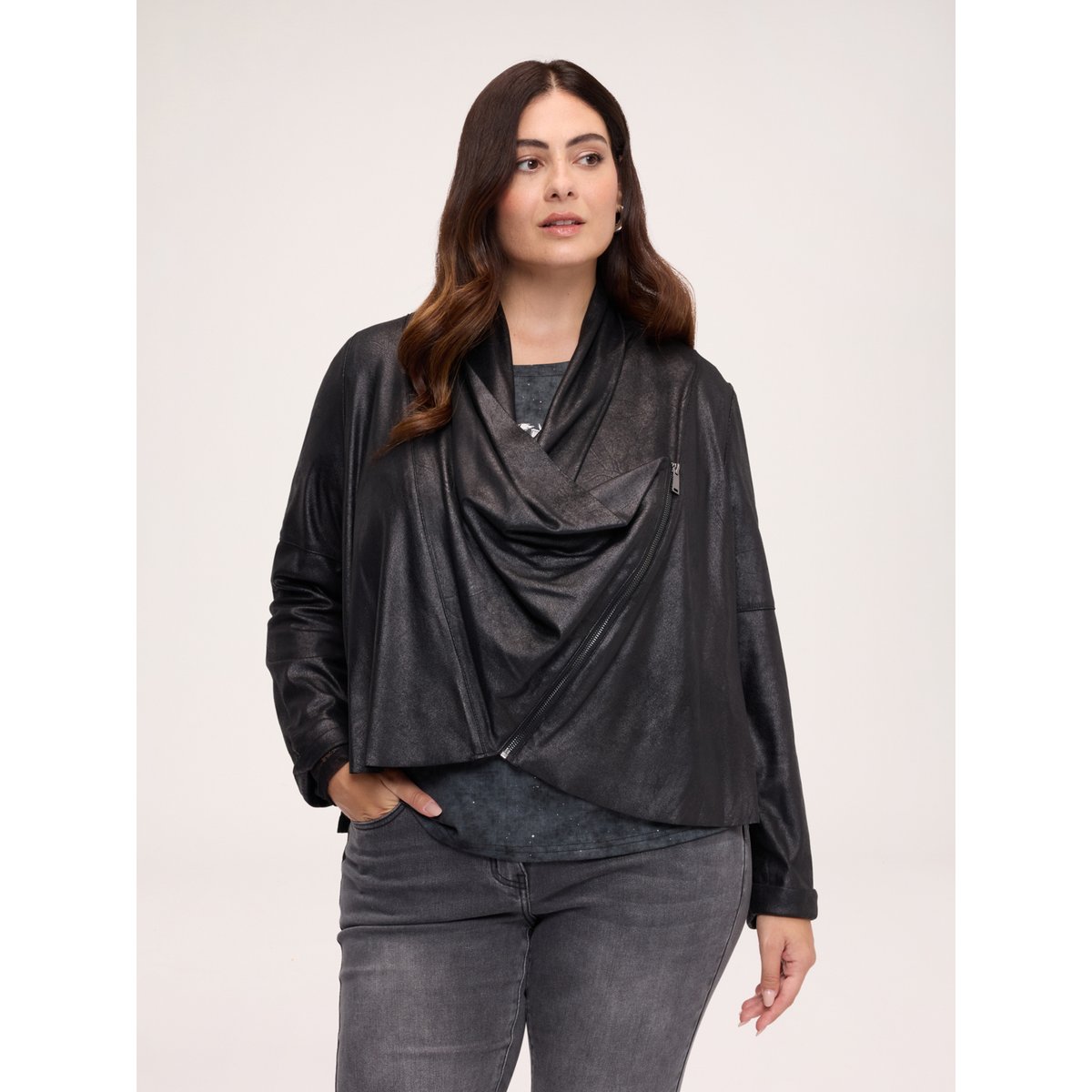 Veste à col châle noir, FIORELLA RUBINO