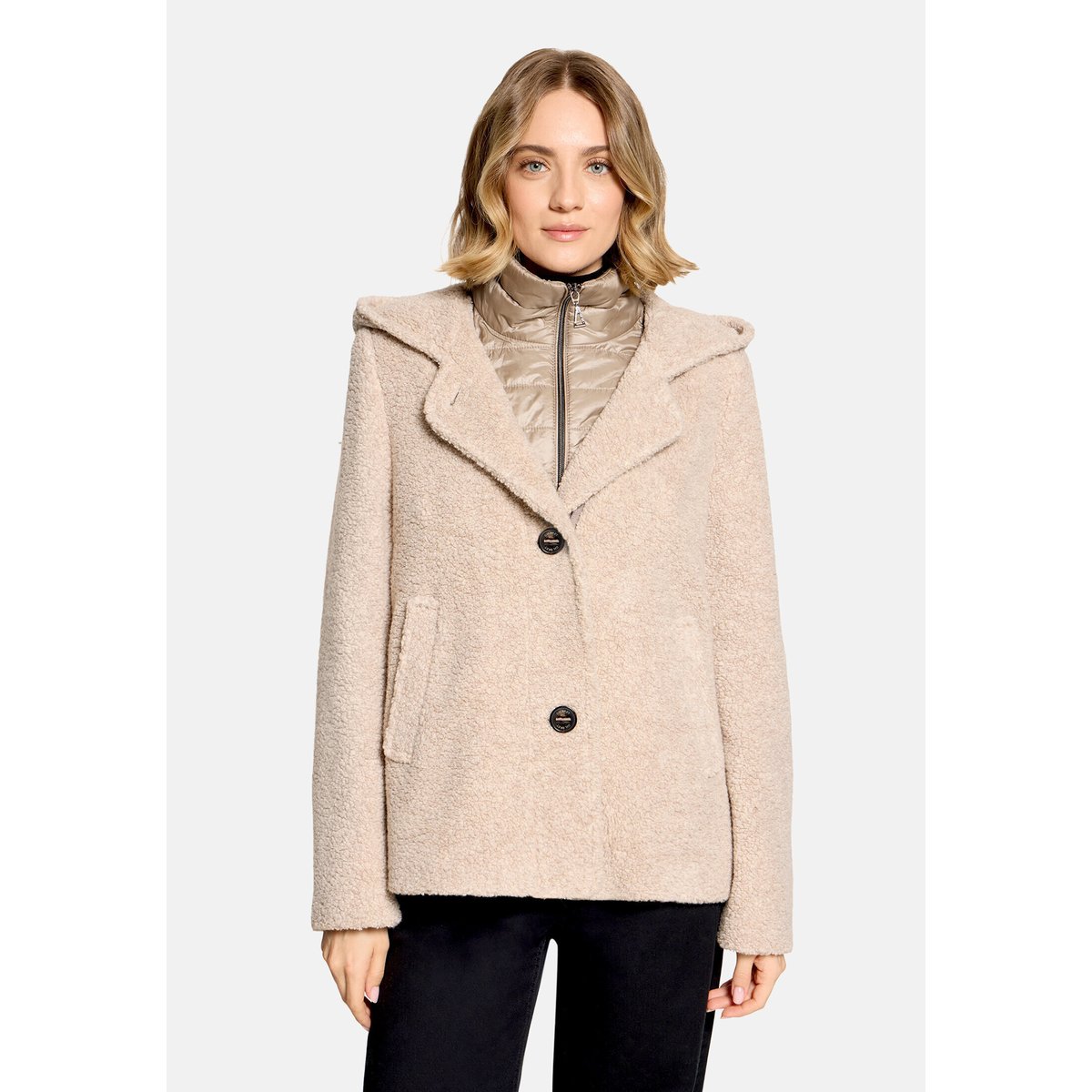 Veste en laine à capuche light sand, GIL BRET