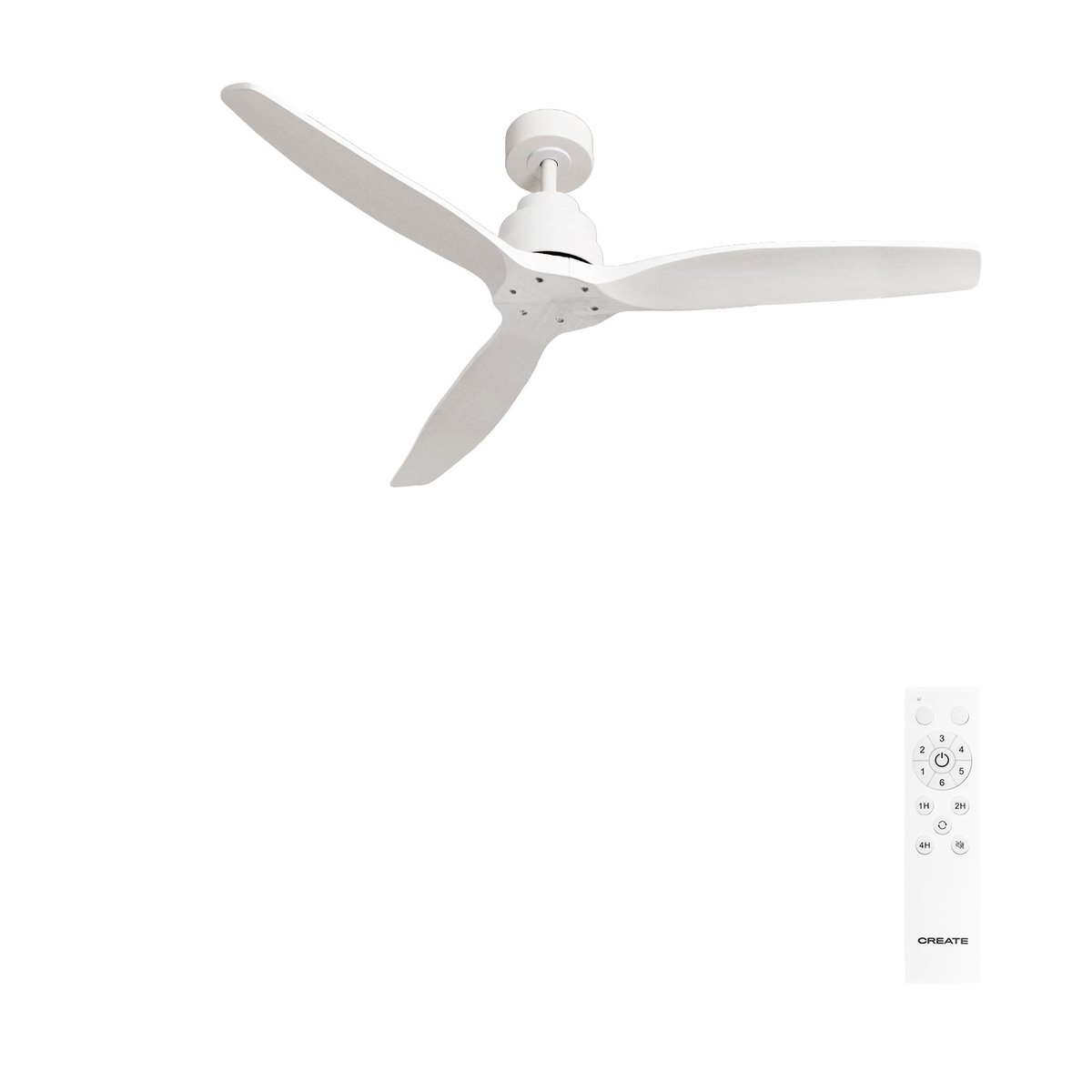 Ventilateur de plafond avec pales en ABS technique sans lumière avec télécommande WIND STYLANCE blanc/blanc, CREATE