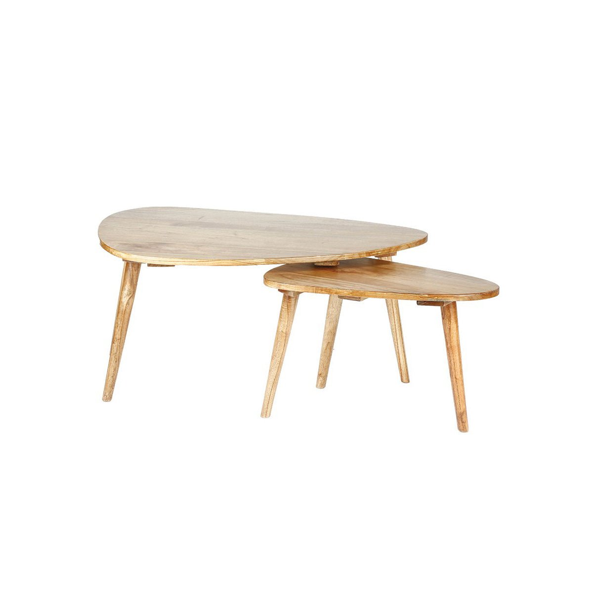 Lot de 2 tables basses gigognes en bois massif ODDA naturel, BERAH GETAH