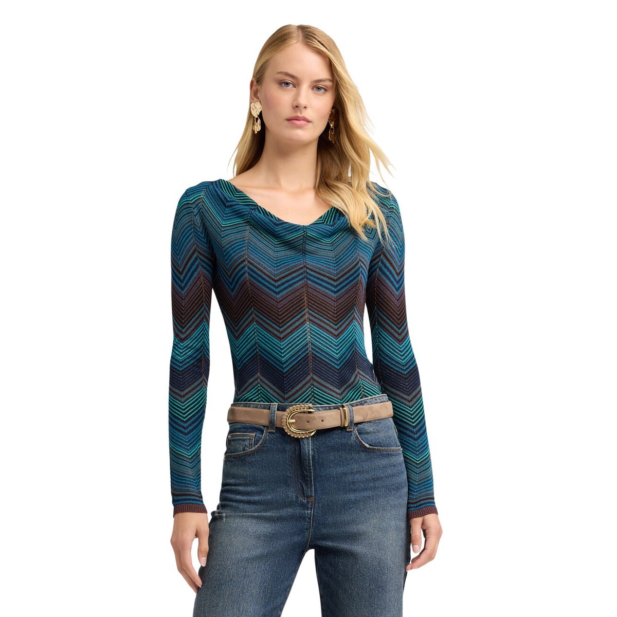 Pull jacquard petrol blue, MOTIVI