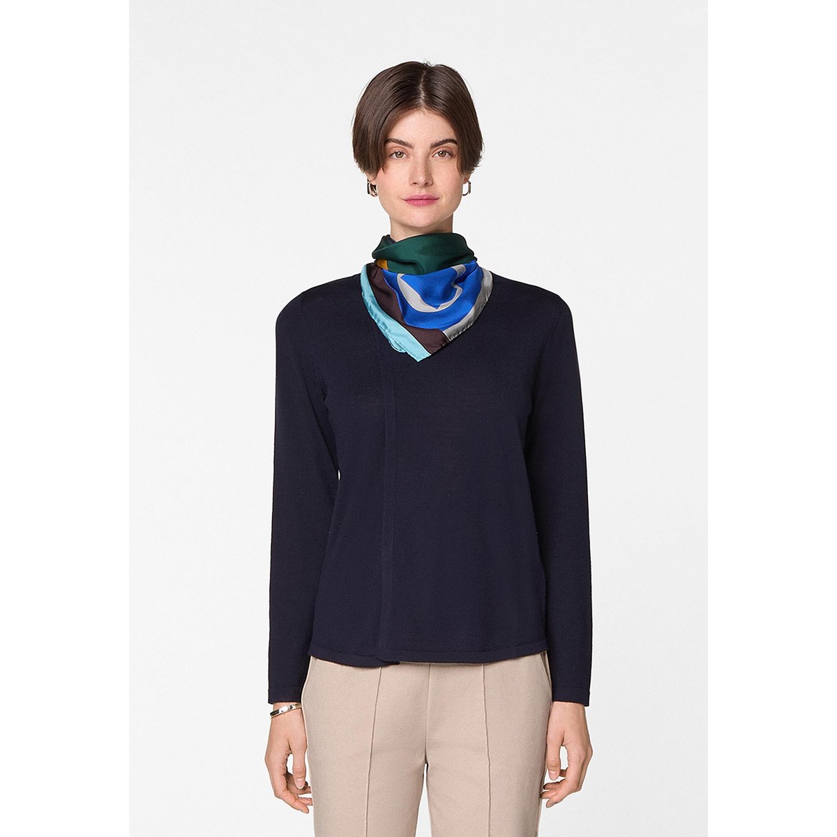 Pull col rond en laine mérinos bleu marine, RODIER