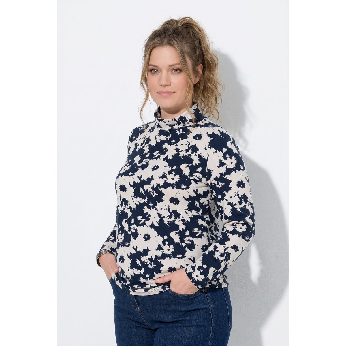 T-shirt en coton bio marine, ULLA POPKEN