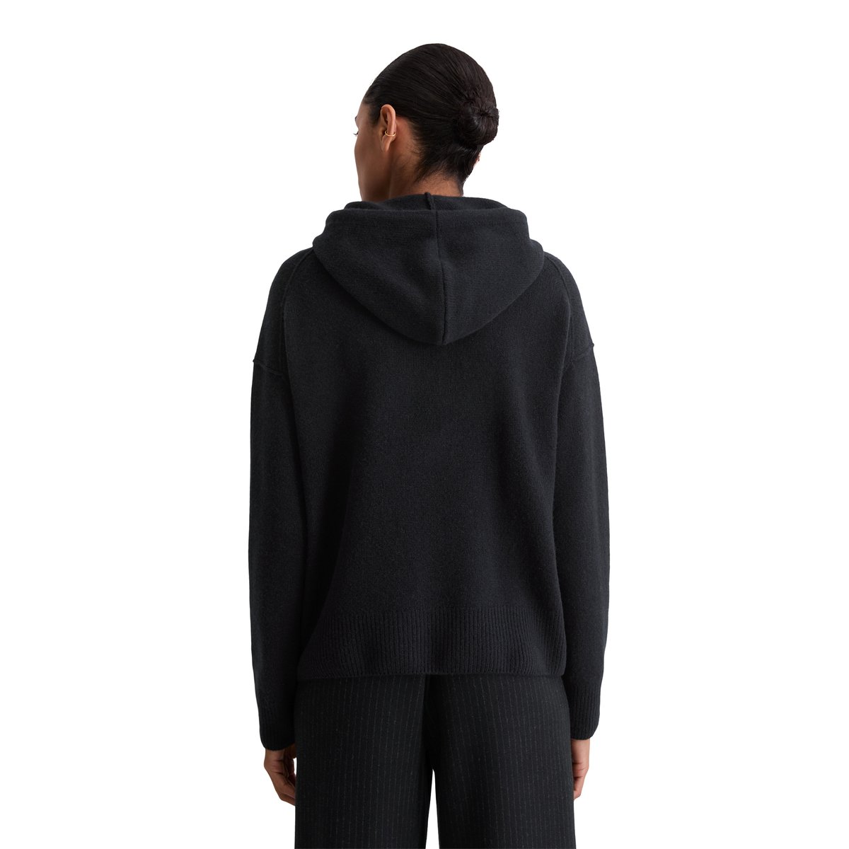 Hoodie en tricot regular en laine d'agneau moelleuse bleu foncé, MARC O'POLO
