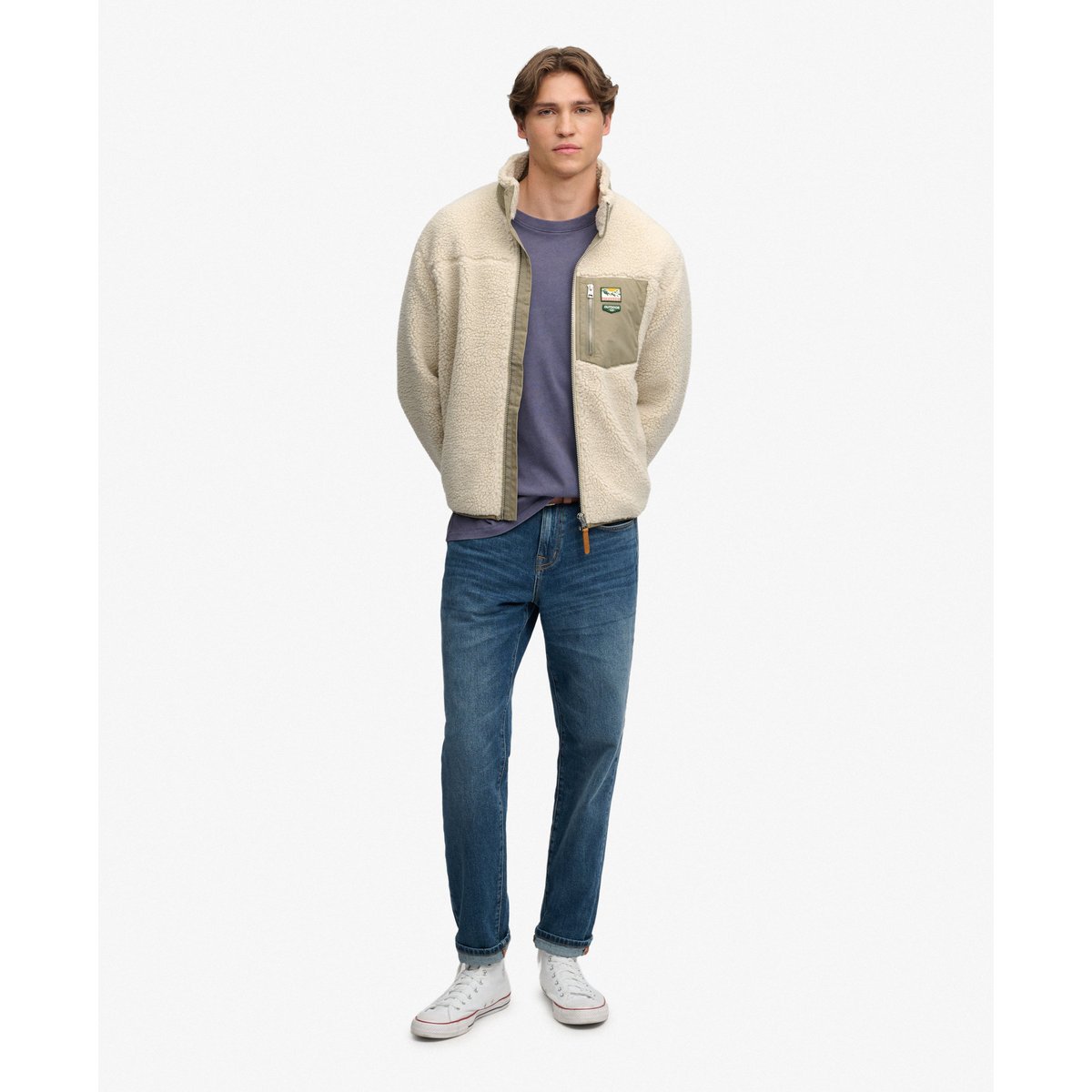 Polaire Mountain à Zip Intégral beige nuageux/argent, SUPERDRY