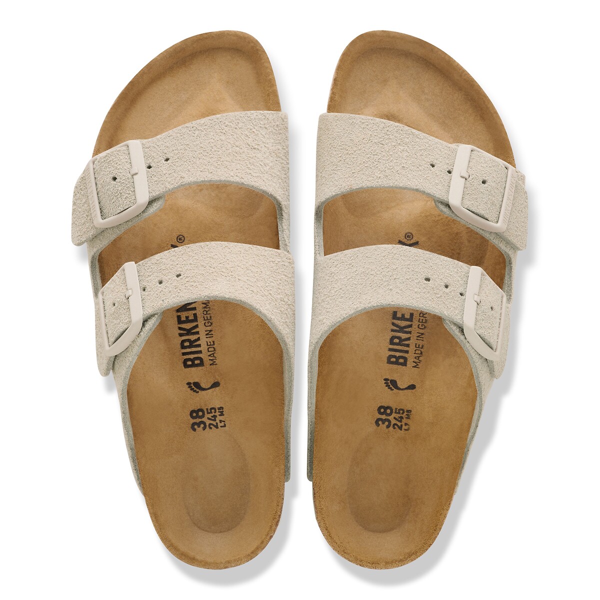 Mules double bride en cuir suédé ARIZONA gris clair, BIRKENSTOCK
