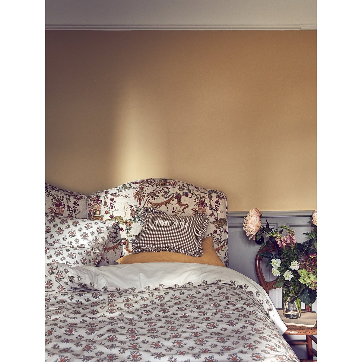Coussin "Amour" imprimé vichy vichy curry, CYRILLUS