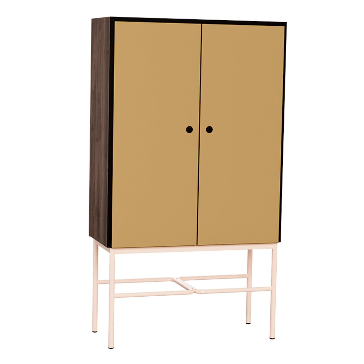 Armoire grand modèle style vintage ELIENOR jaune ocre, LES GAMBETTES