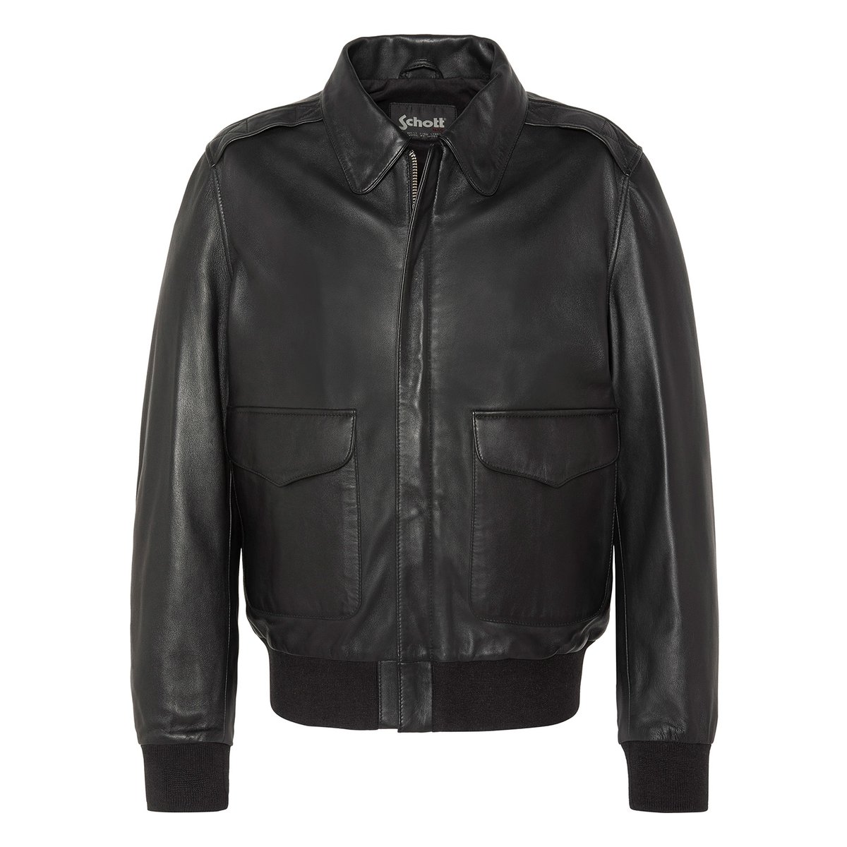 Blouson pilote, cuir d'agneau. noir, SCHOTT