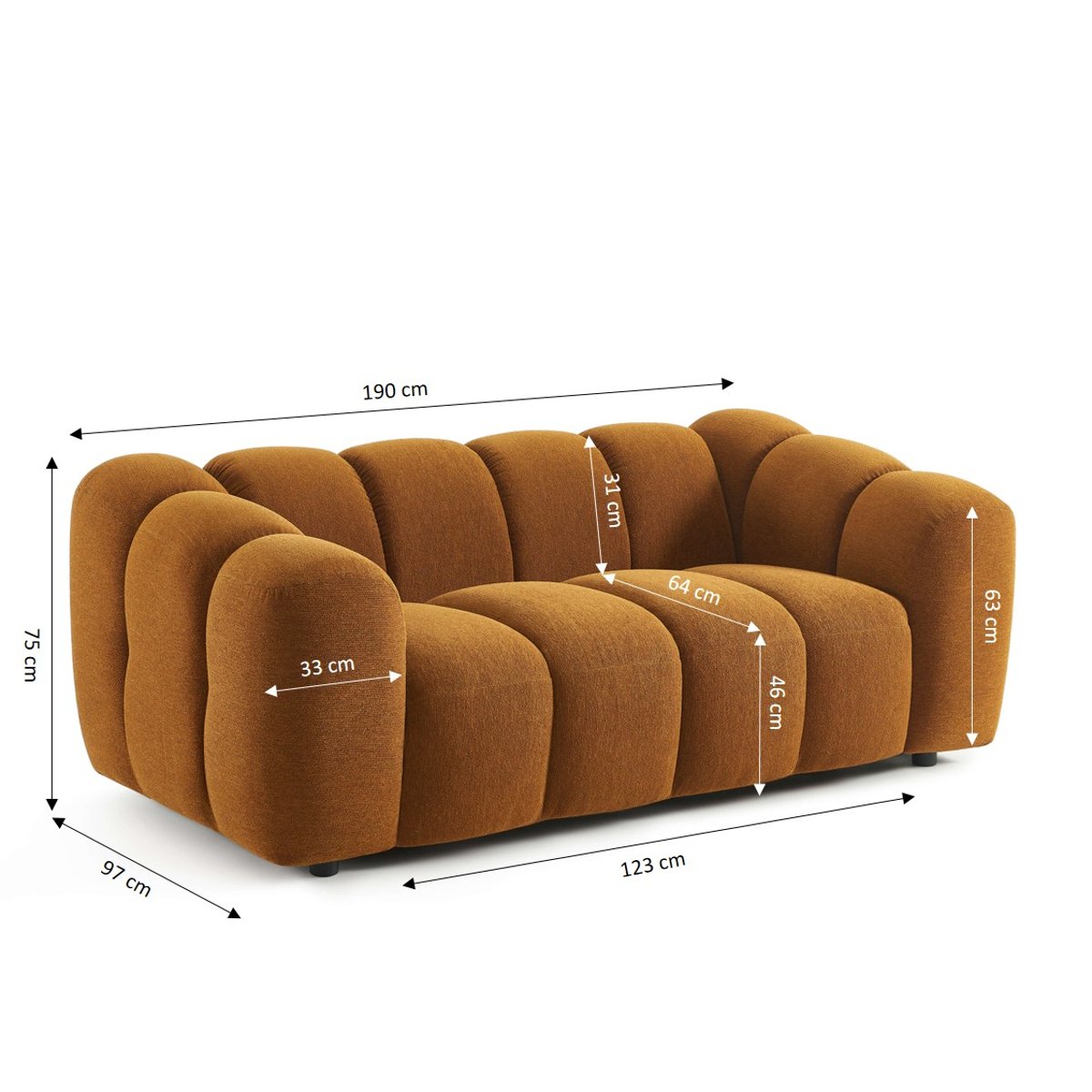 Canapé 2 places tissu tweed SUNNY bronze, SORELH
