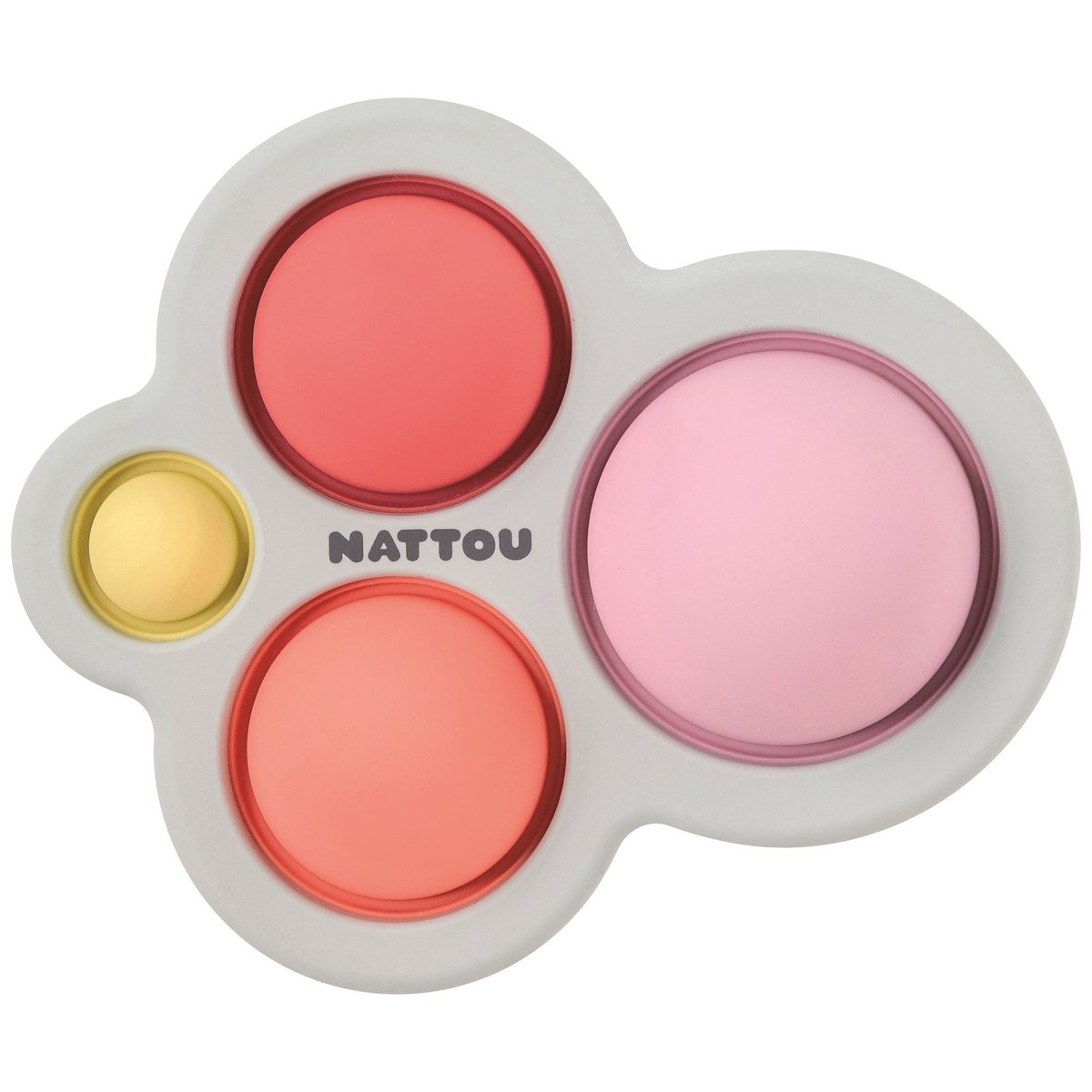 Pop-it en silicone gris, rose, jaune, NATTOU