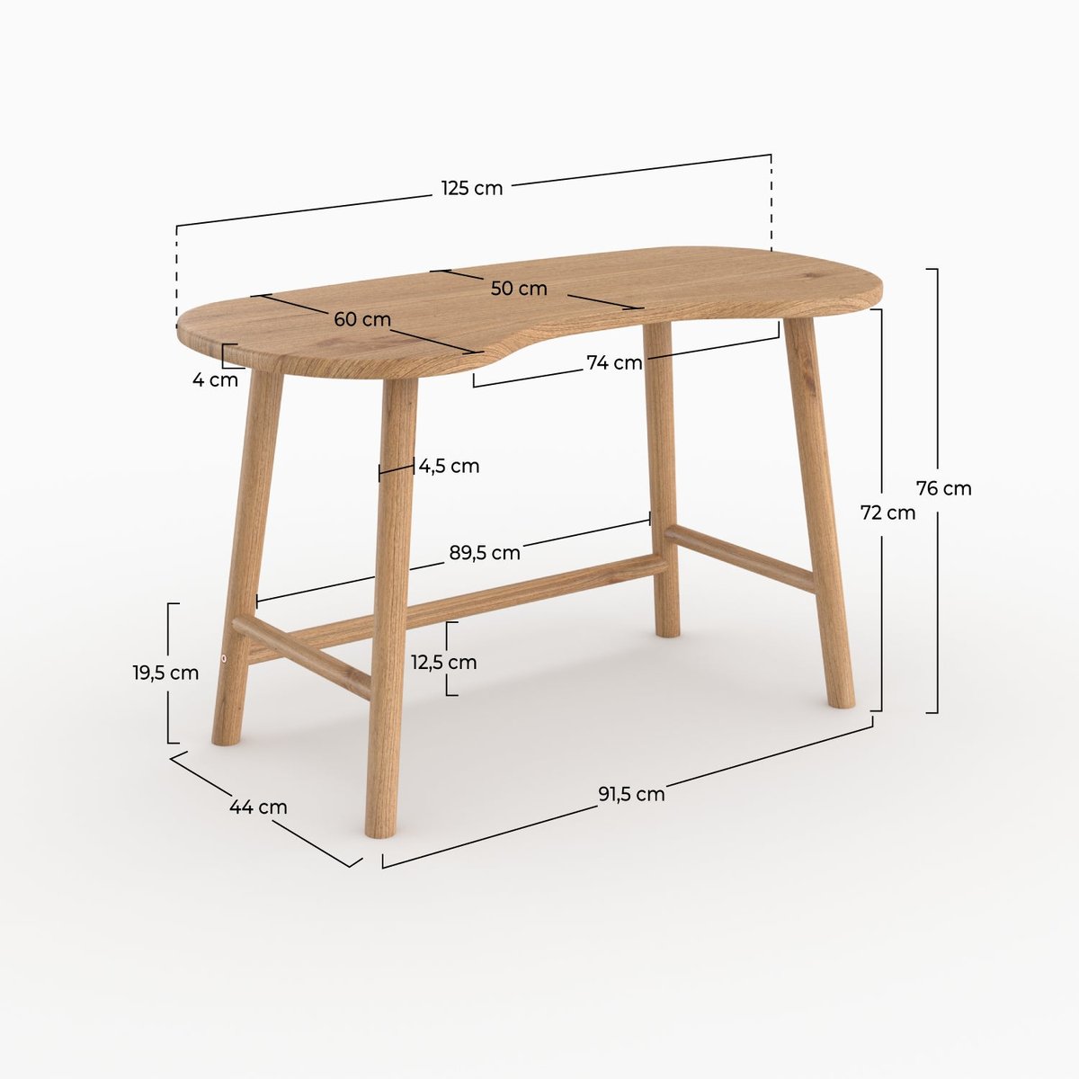 Bureau en bois massif de mindi - BRANDAN marron clair, MAISON PAVANE