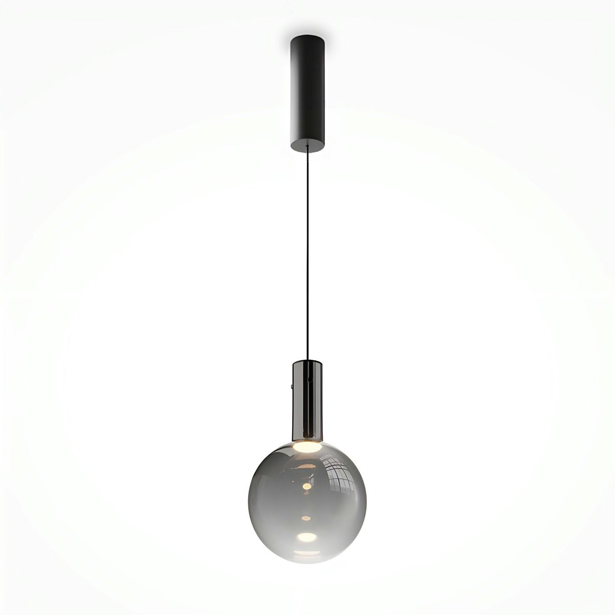 Suspension 1 globe en verre soufflé DELTONA gris, PIER IMPORT