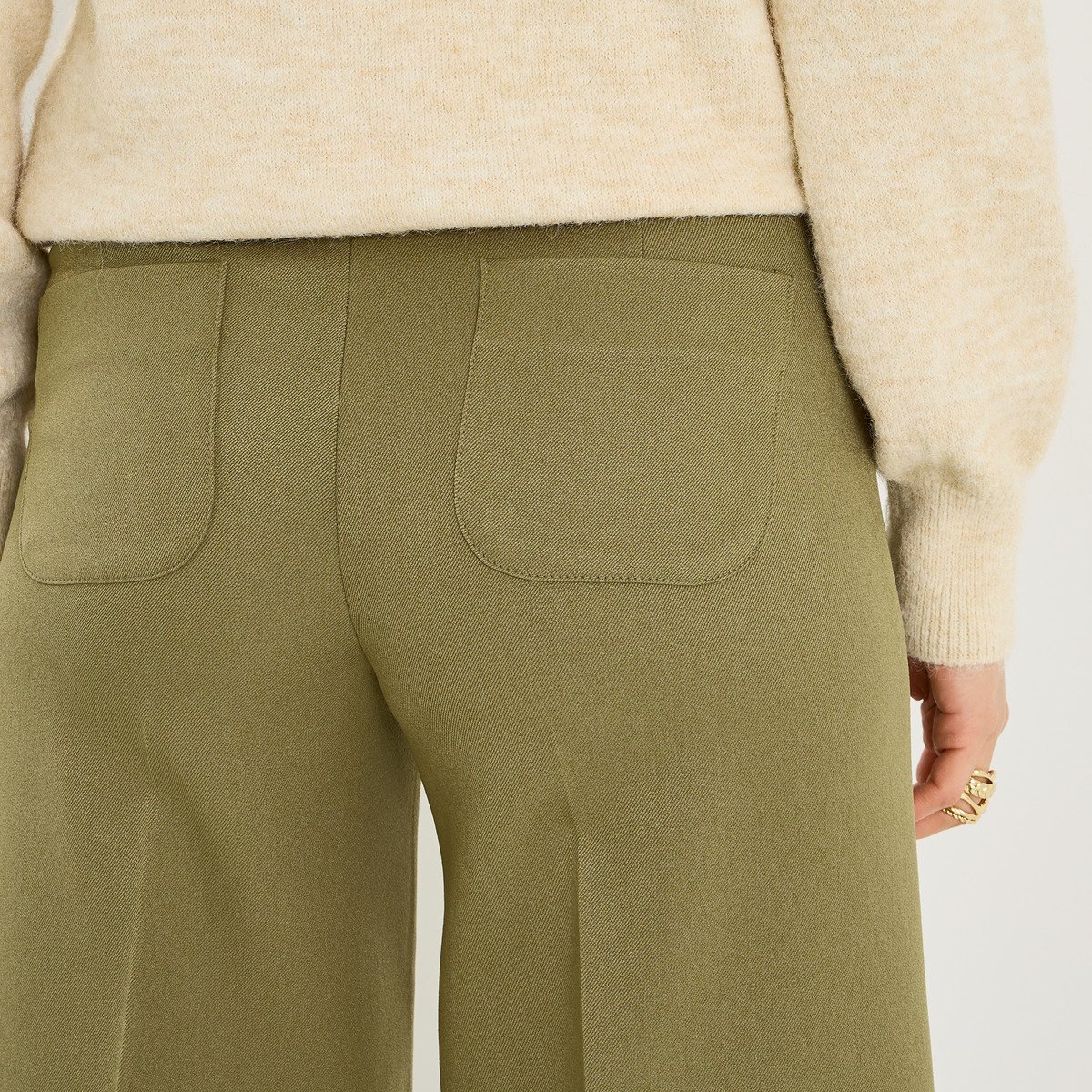 Pantalon tailleur large vert kaki, GRAIN DE MALICE