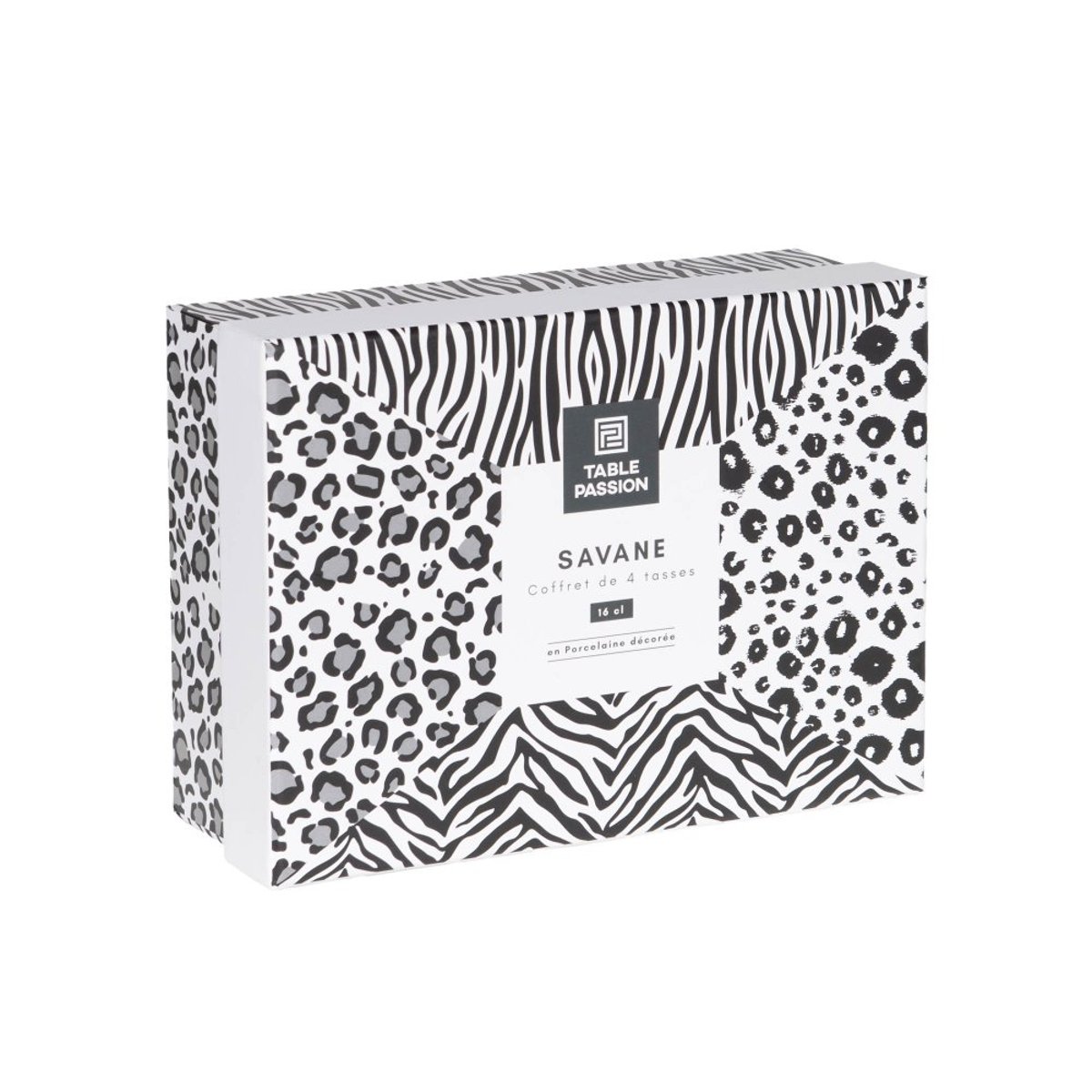 Coffret de 4 tasses Savane 16 cl - SAVANE noir, TABLE PASSION