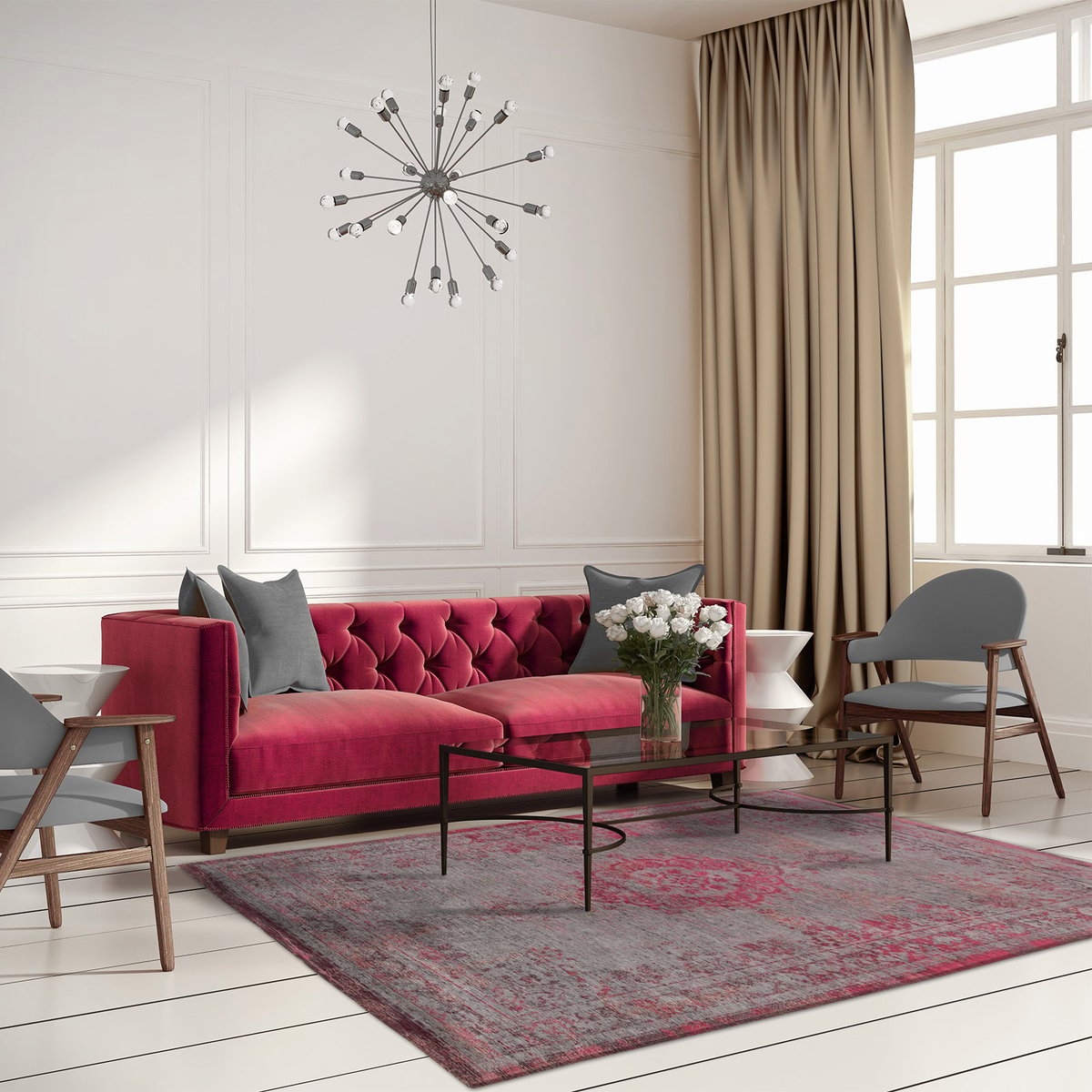 Tapis intérieur/extérieur tissé plat PINKY rouge, NOVATREND