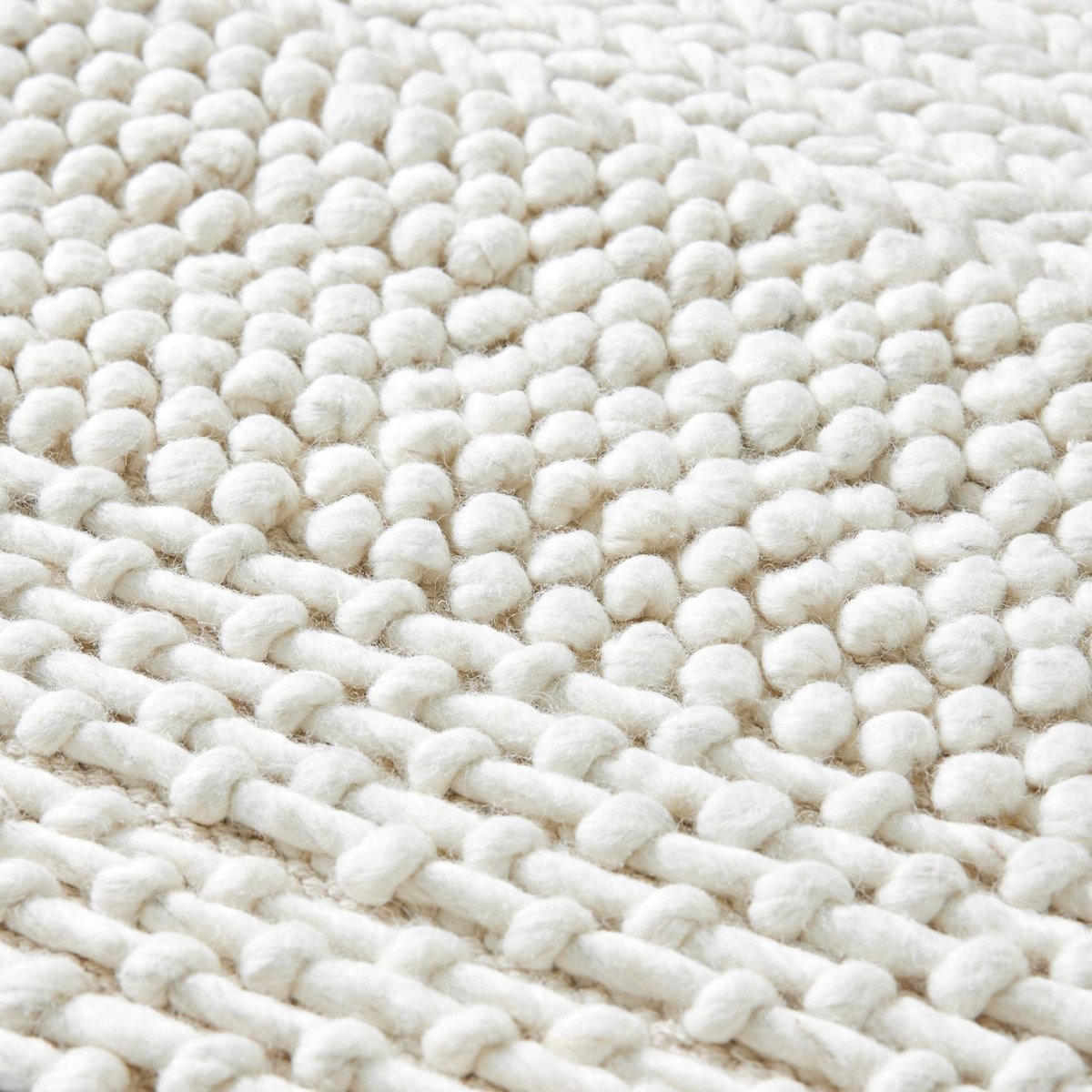 Tapis laine effet tricot, 120x180cm, 100% laine off white, MONOPRIX