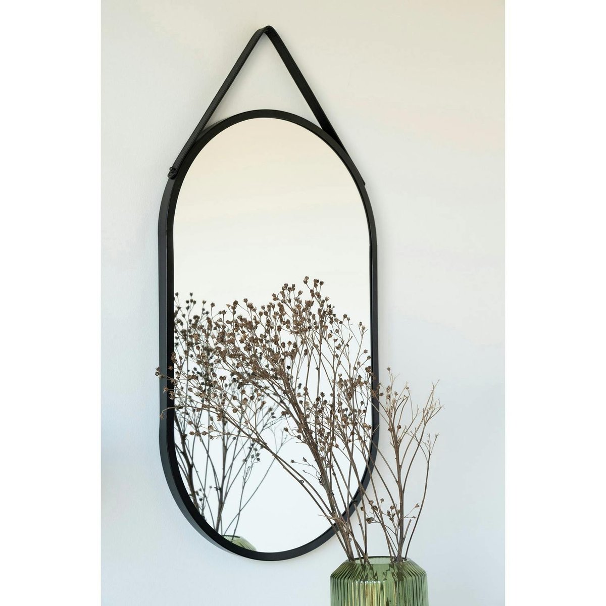 Miroir ovale noir avec accroche assortie 60 cm SEOUL noir, PIER IMPORT