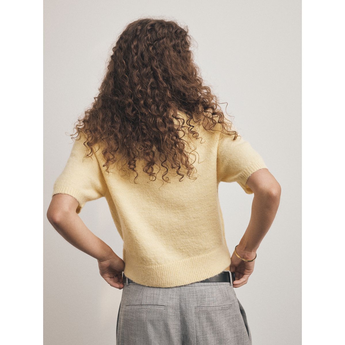 Pull en maille à col t-shirt jaune clair, NEXT