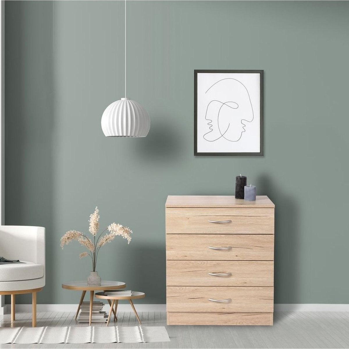 Meuble de rangement 4 tiroirs design moderne PRATIK marron, TOILINUX