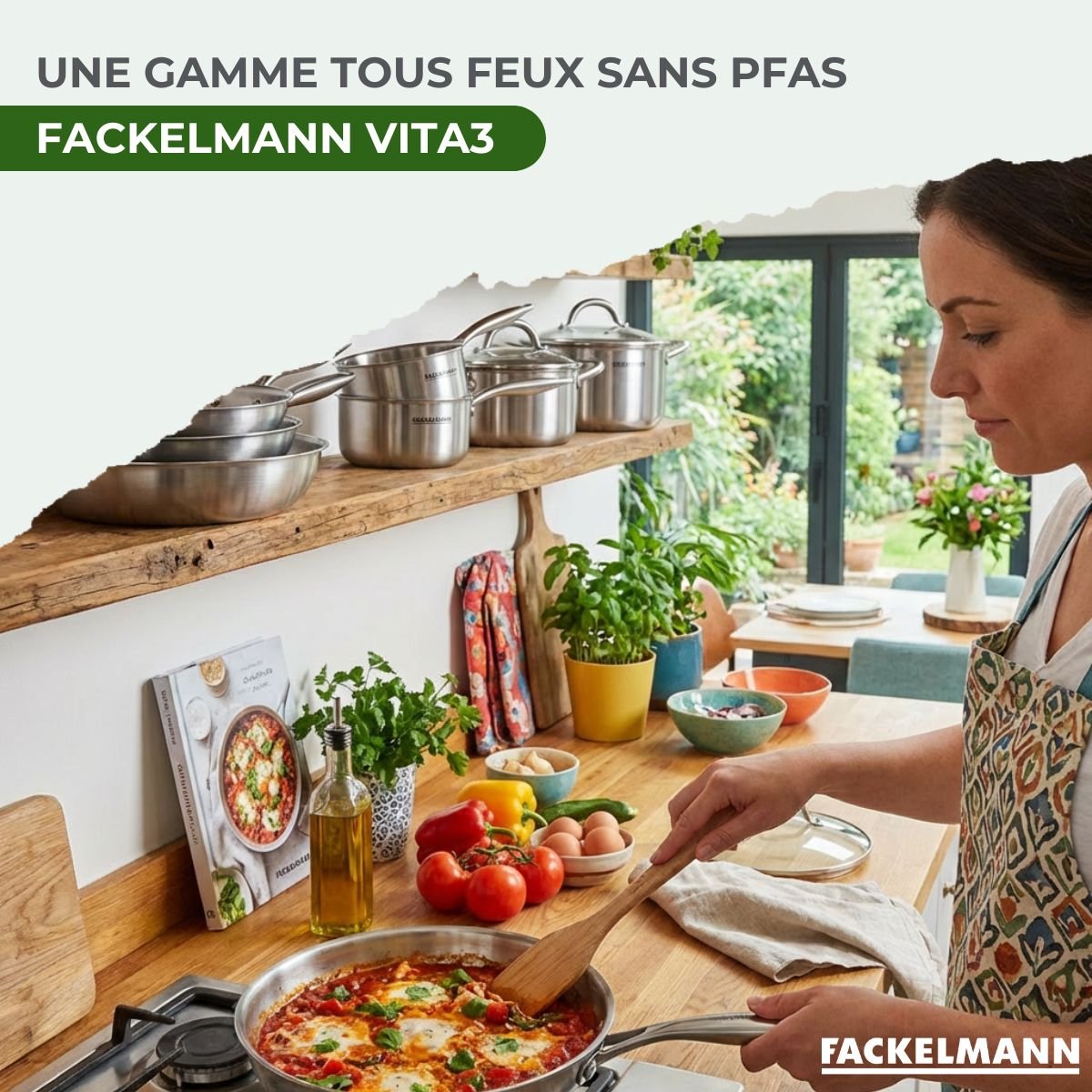 1 poêle 26cm + 2 faitouts 20/24cm + 2 casseroles 14/18cm VITA3 gris, FACKELMANN