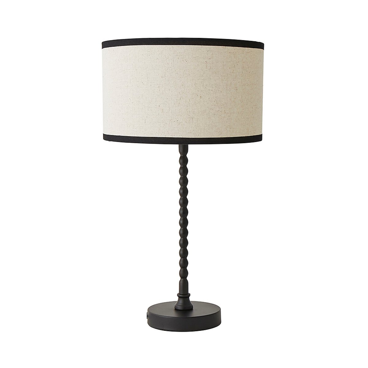 Max Bobble Table Lamp with Natural Linen Black Trim Drum Shade black, SO'HOME