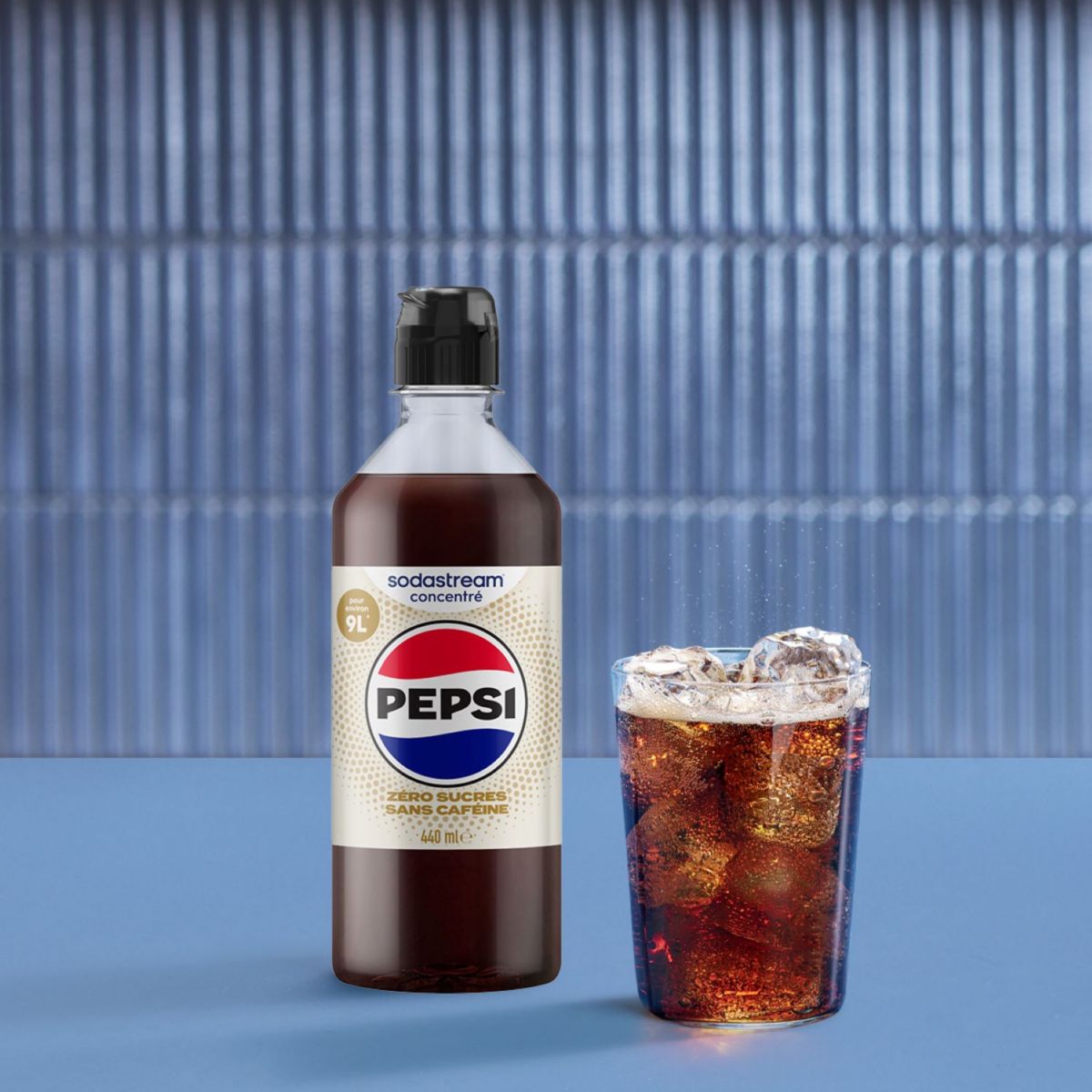 Concentré Pepsi zéro caféine zéro sucres 440mL couleur unique, SODASTREAM