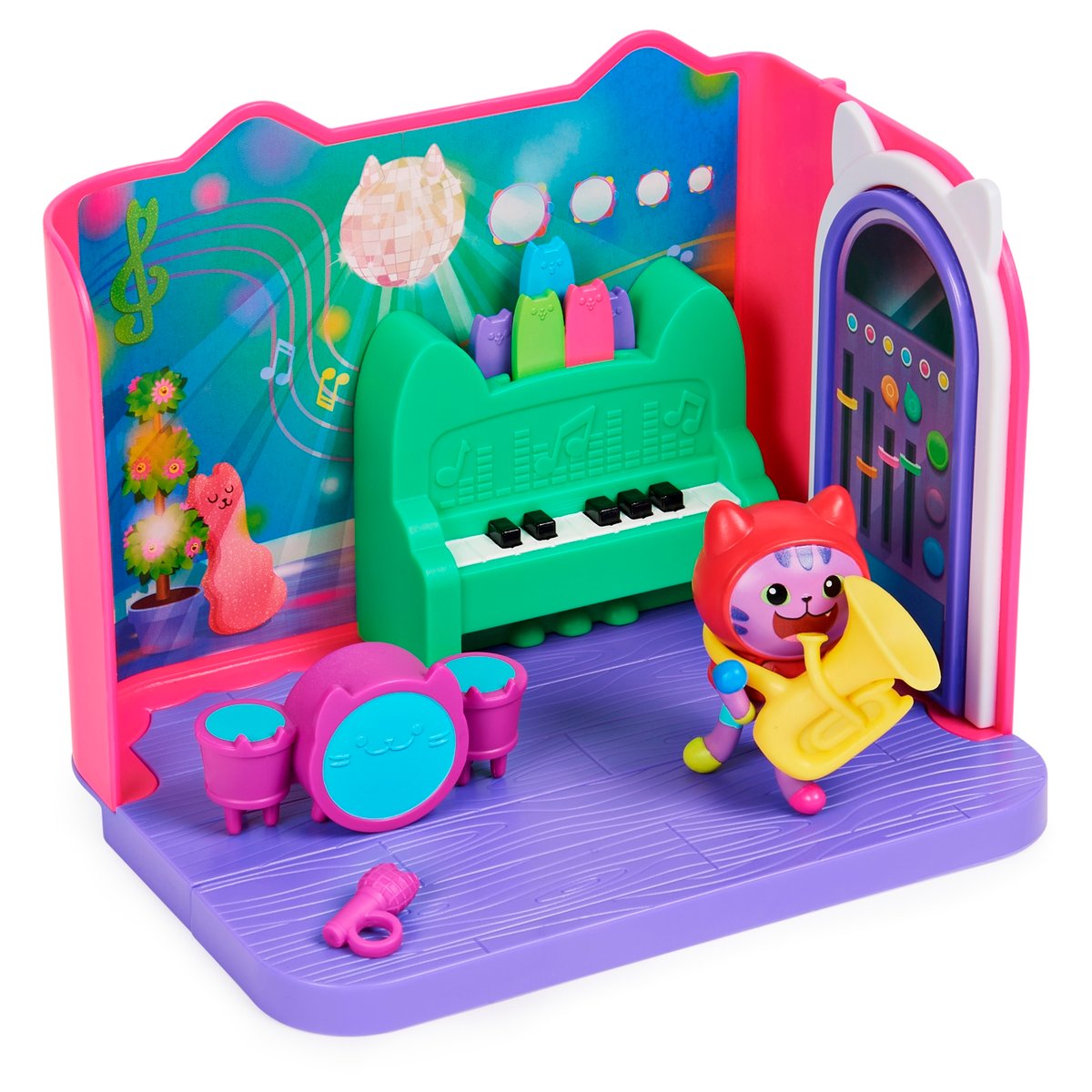 Gabby's Dollhouse - Salle de musique Groovy avec la figurine de Daniel James Catnip multicolore, SPIN MASTER