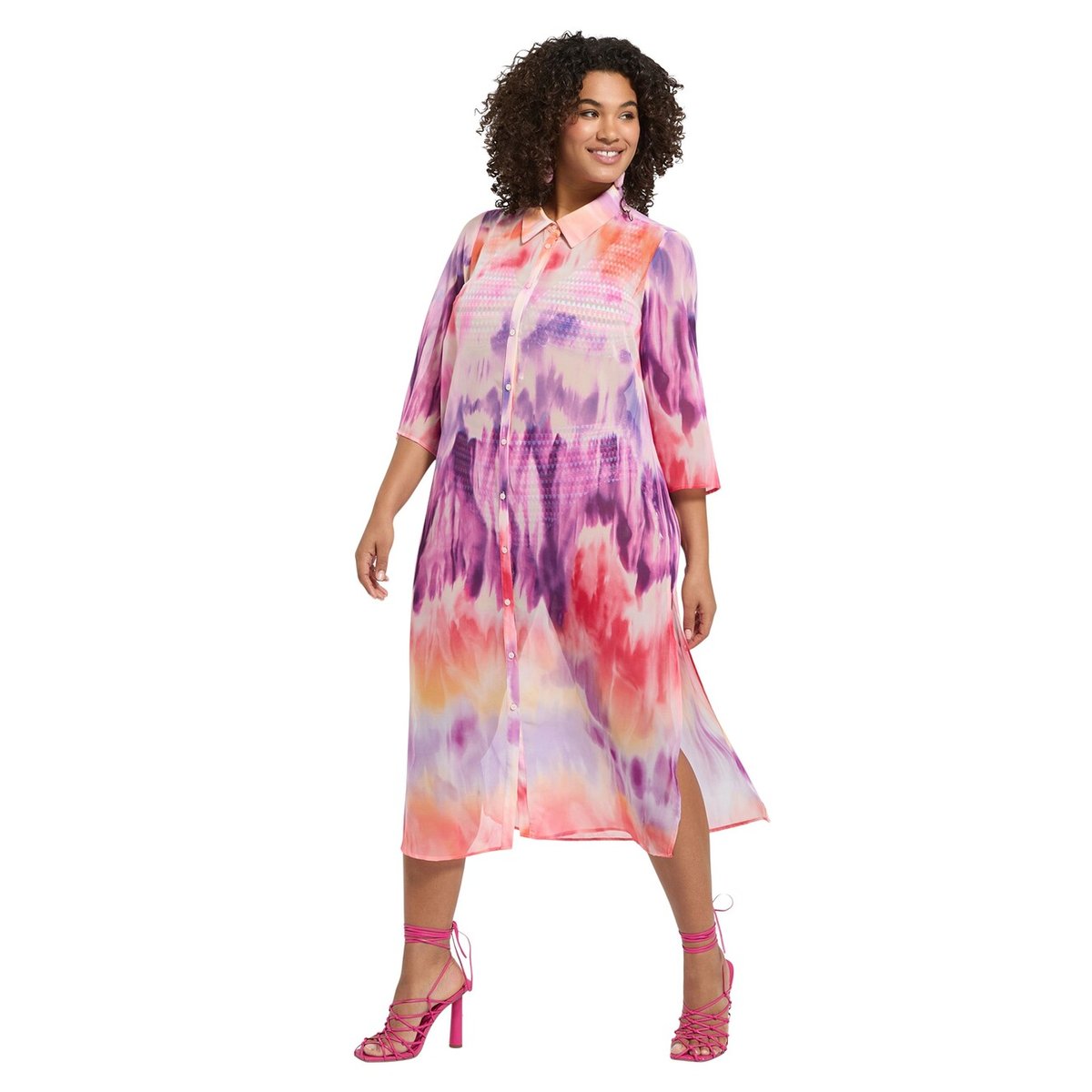 Robe chemise tie-dye violet, FIORELLA RUBINO