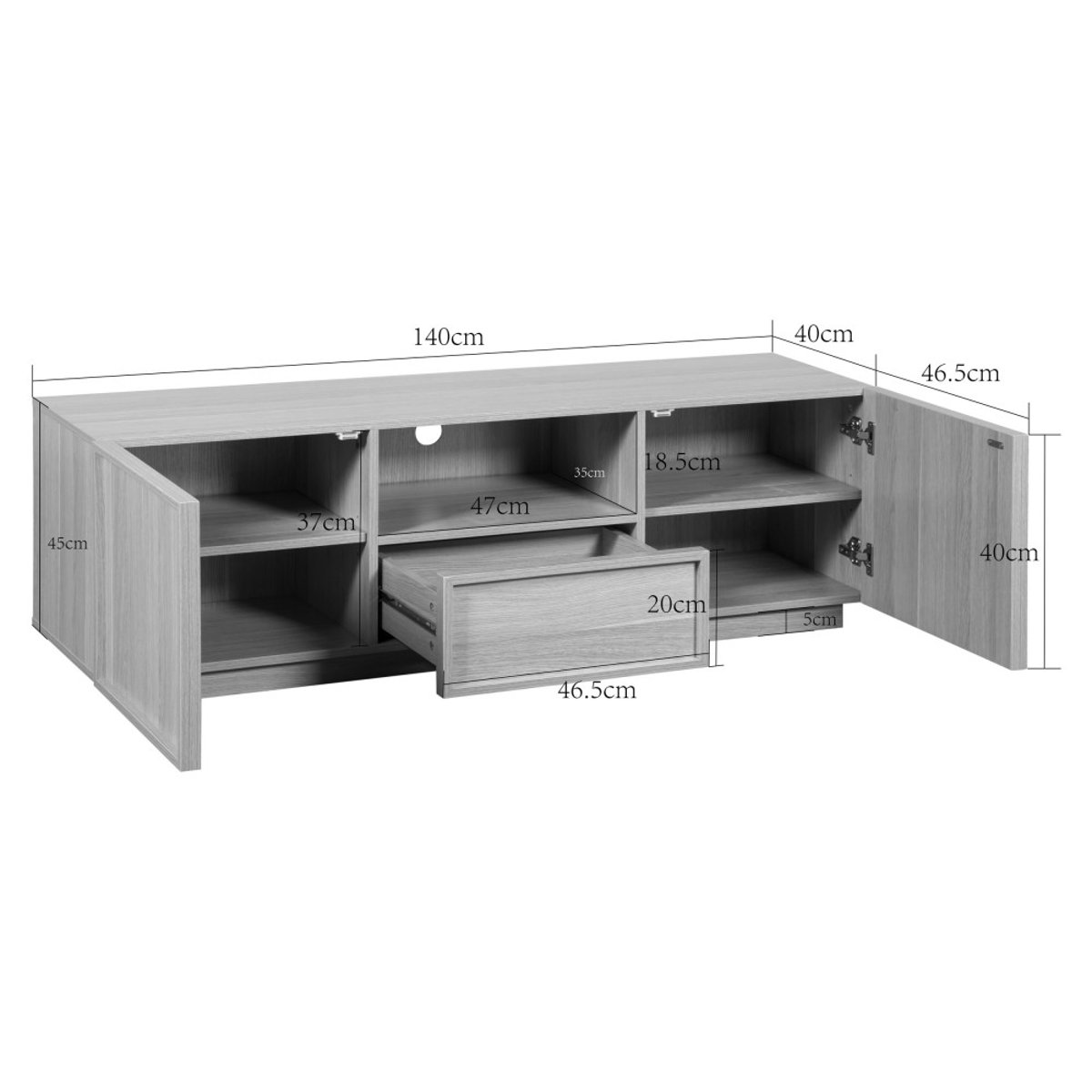 Meuble TV 2 portes 1 tiroir en bois- JOY bois clair, DRAWER