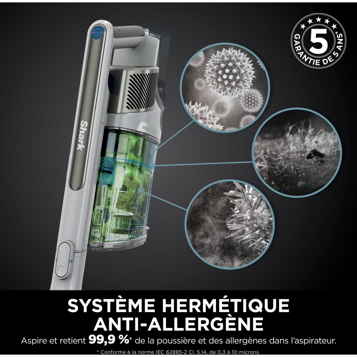 Aspirateur balai IZ380EUT PowerPro Pet avec brosse motorisée pour poils d’animaux couleur unique, SHARK