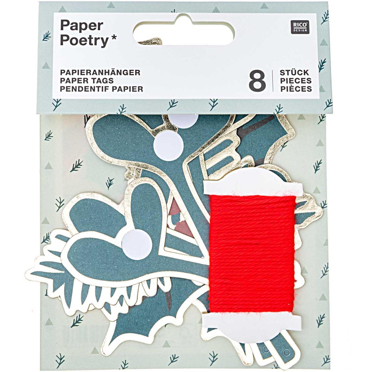 Etiquette decorative pour cadeaux Noel couleur unique, RICO DESIGN