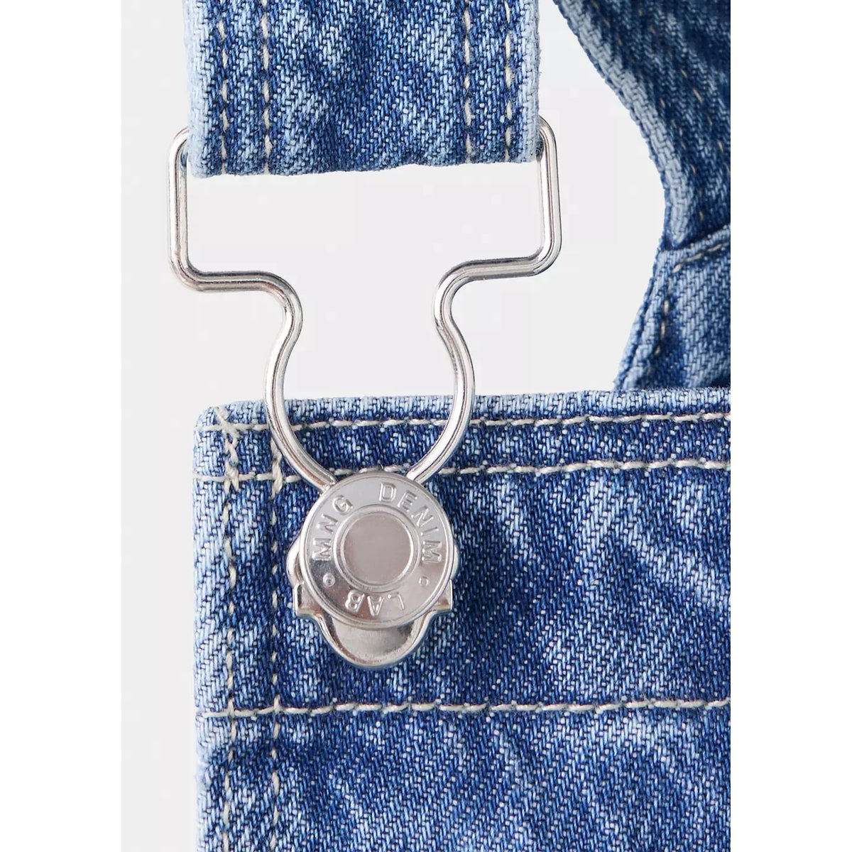 Salopette en jean à coutures visibles bleu moyen, MANGO BABY