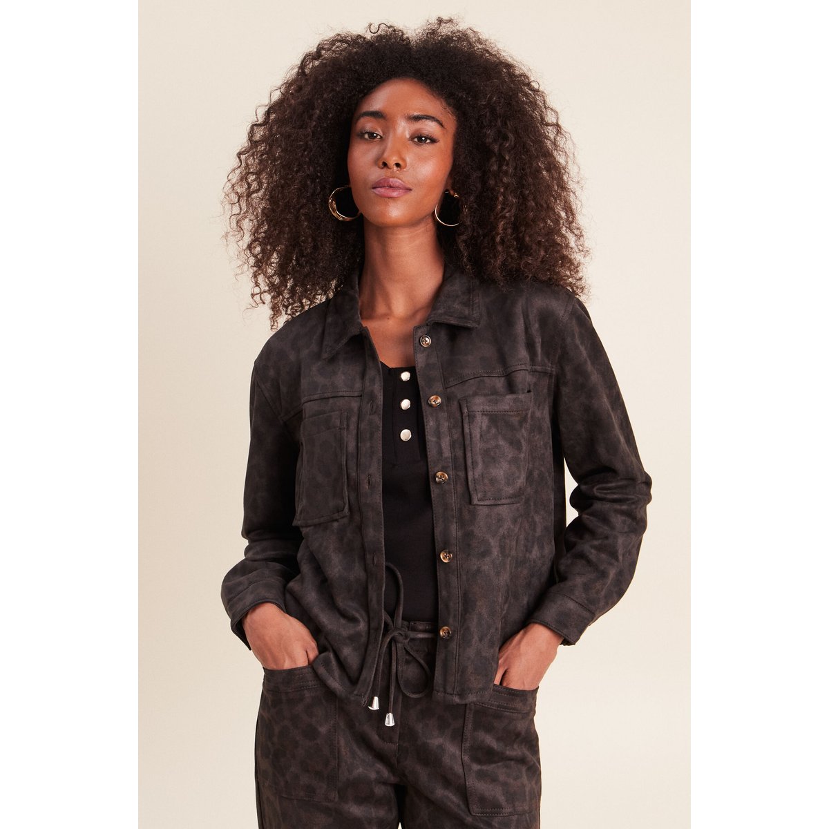 Chemise droite manches longues vert kaki, BREAL