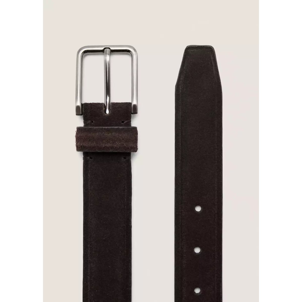 Ceinture en cuir suédé 100 % cuir bovin marron, MANGO MAN