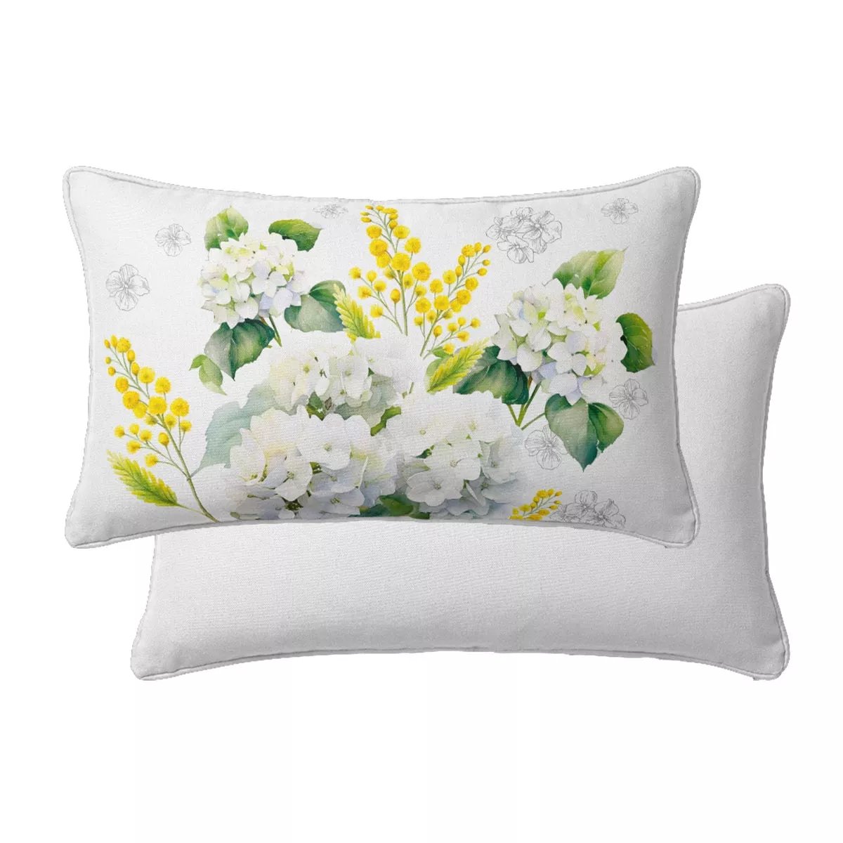 Lot de 2 taies percale de coton ANNABELLE mimosa, GARNIER THIEBAUT