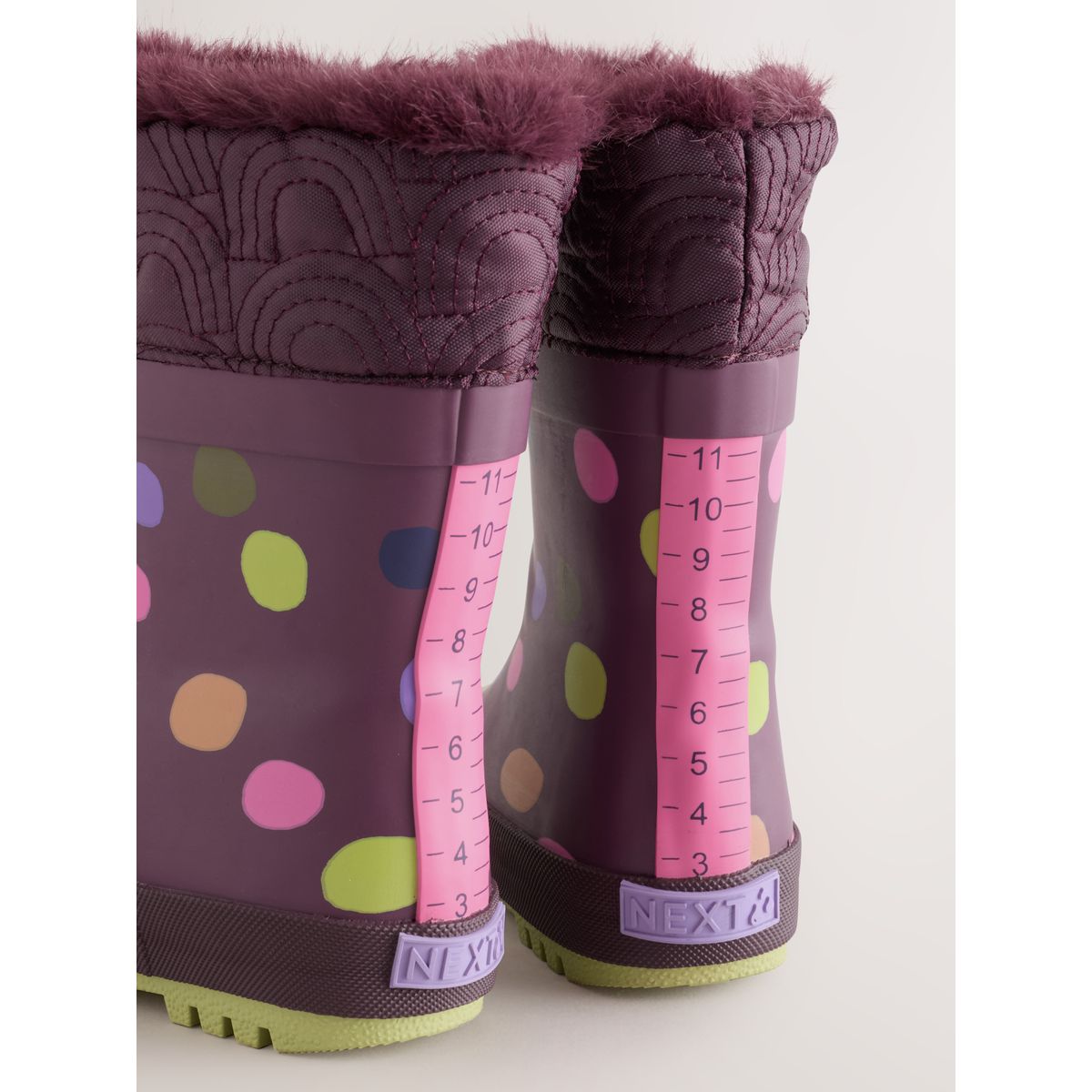 Bottes en caoutchouc doublées à revers tache violette, NEXT