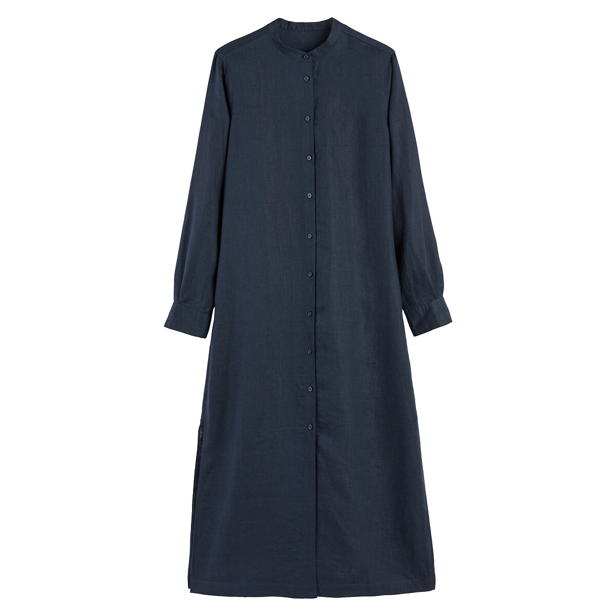 Robe longue,  manches longues en lin bleu marine, LA REDOUTE COLLECTIONS