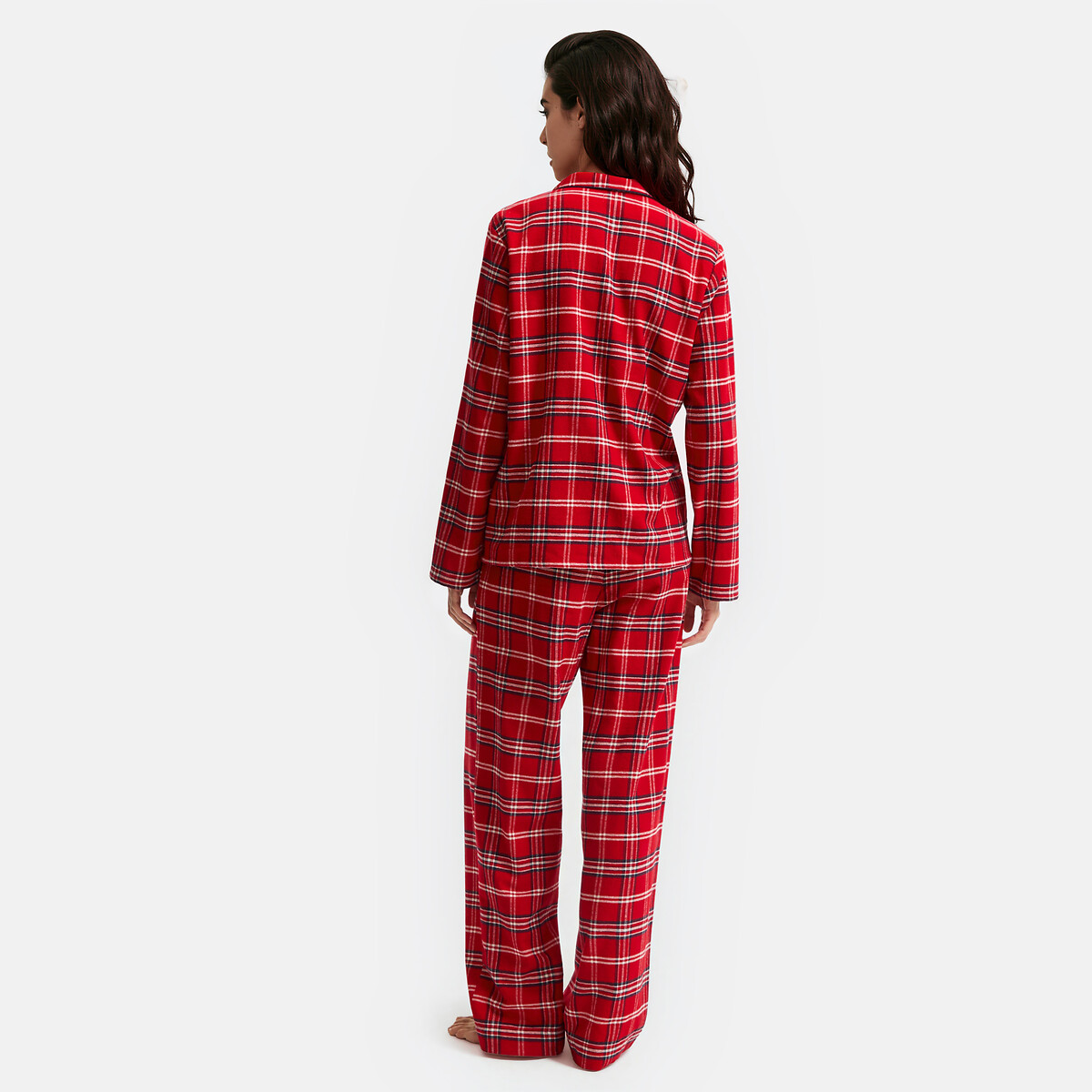 Camiseta de pijama de franela a cuadros cuadros rojo, SO'HOME