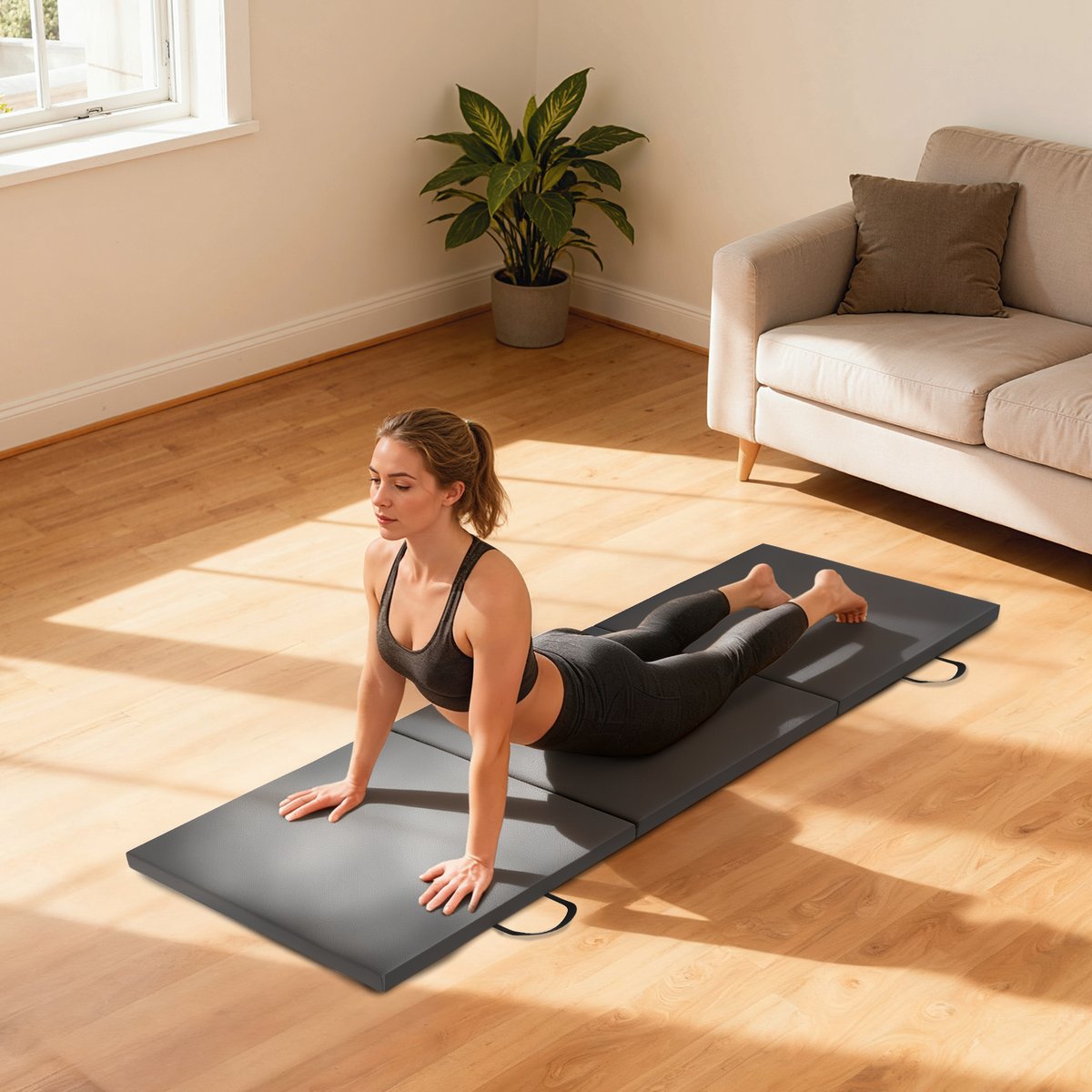 Tapis de gymnastique EPE Bleu gris, HOMCOM