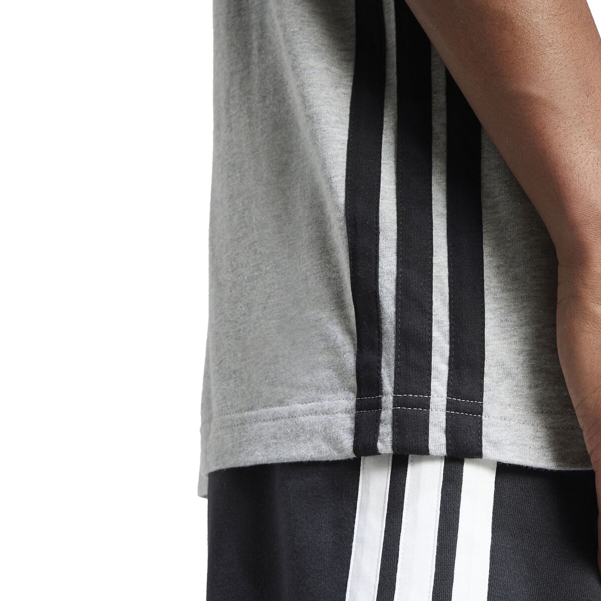T-shirt manches courtes Essentiel 3 bandes gris chiné, ADIDAS SPORTSWEAR