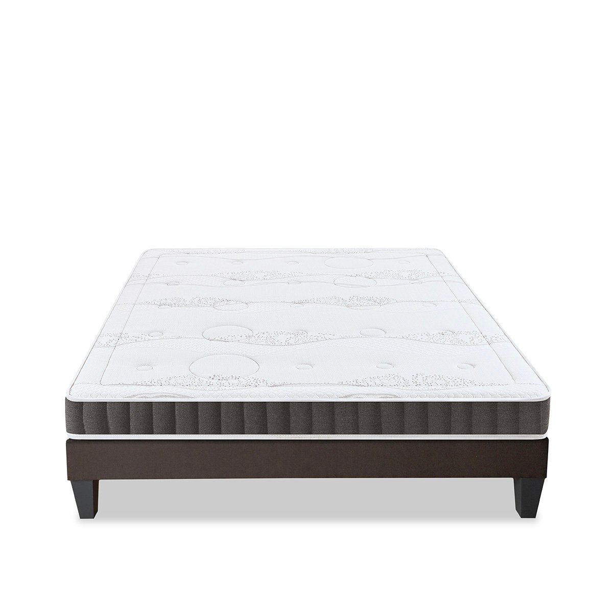 Ensemble Intuition 90x190 cm Matelas Mousse + Sommier Bois blanc, OLYMPE LITERIE