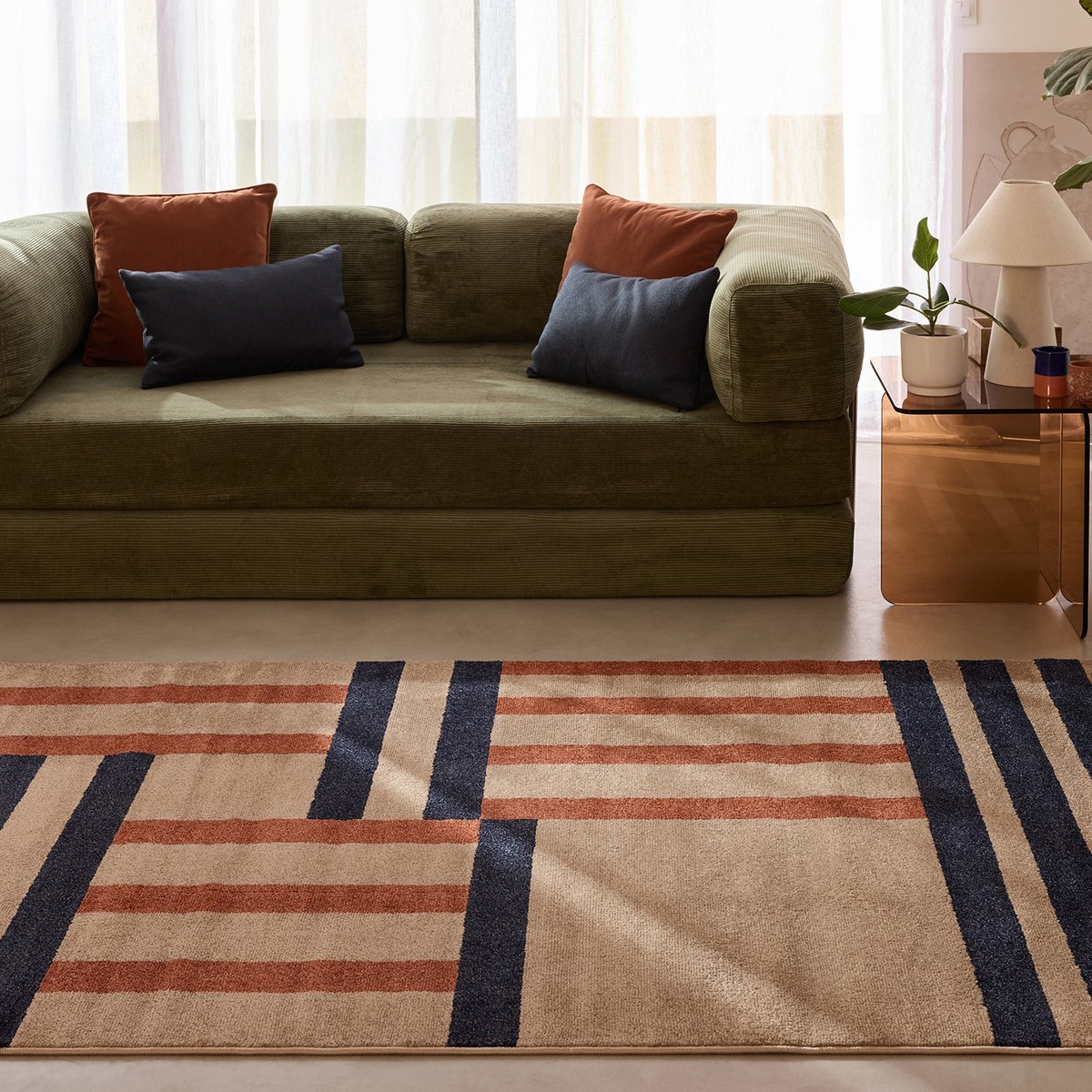 Tapis intérieur à motif graphique moderne SANTAL bleu, NAZAR RUGS