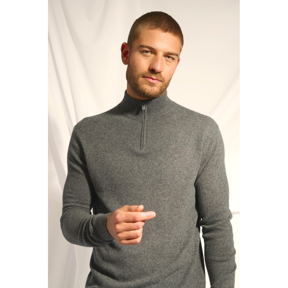 Pull Camionneur Anthracite Chiné Bradley gris anthracite chiné, JUST CASHMERE